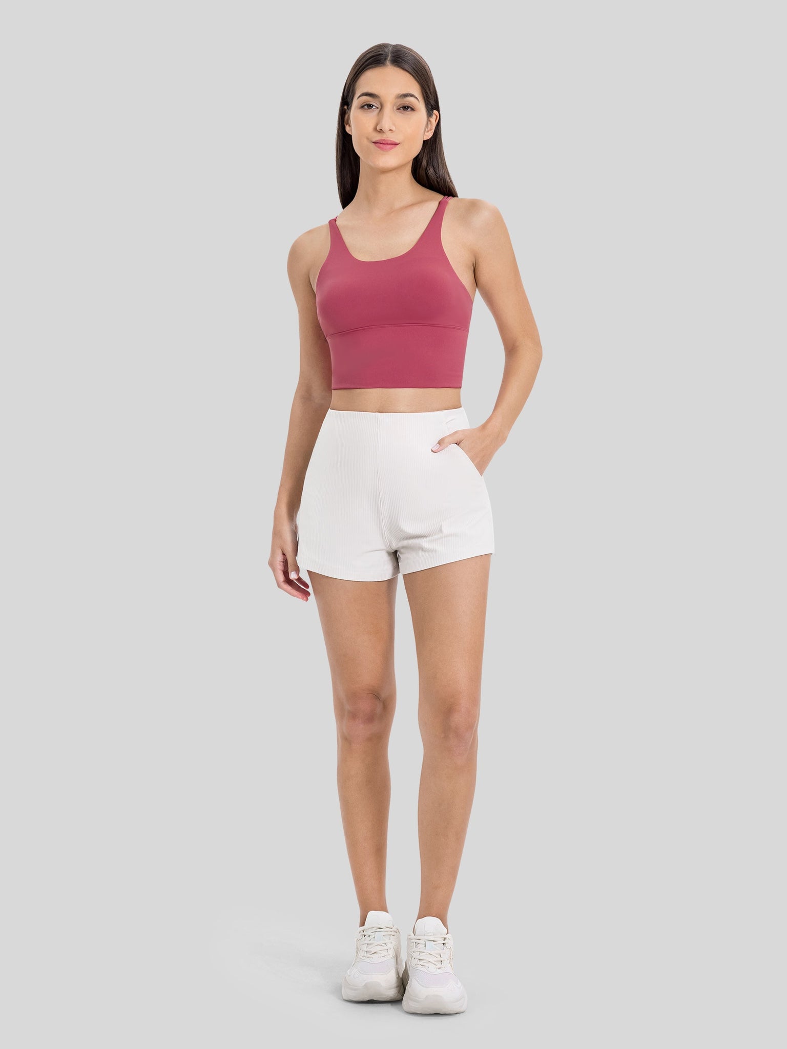 Womens Light Support Yoga Bra dull red
