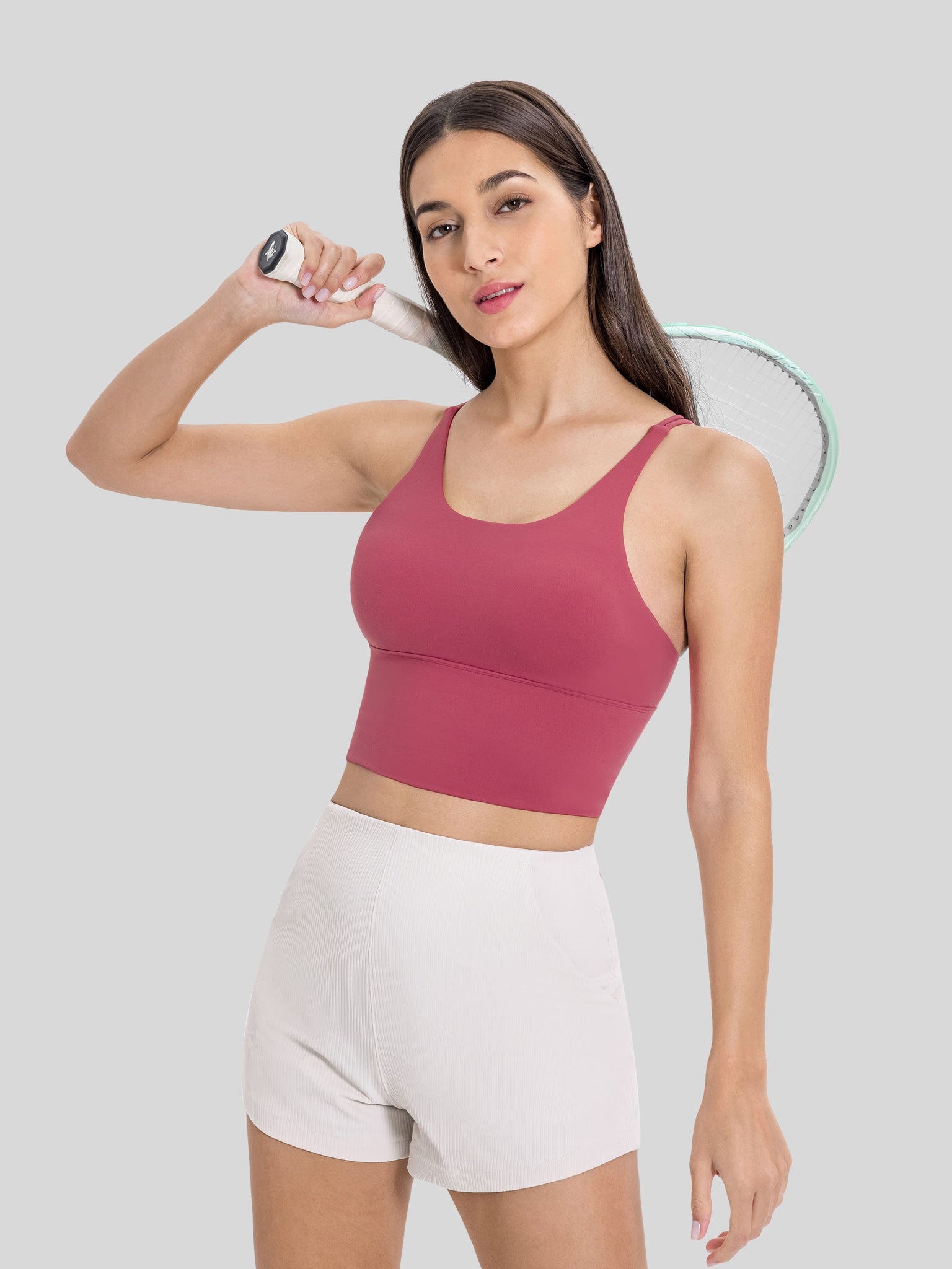 Womens Light Support Yoga Bra dull red