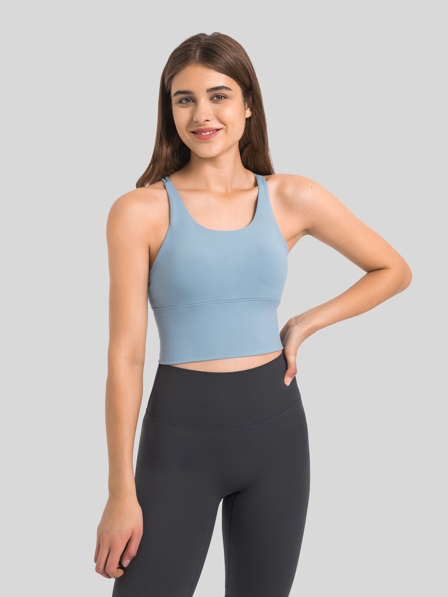 Womens Light Support Yoga Bra light blue