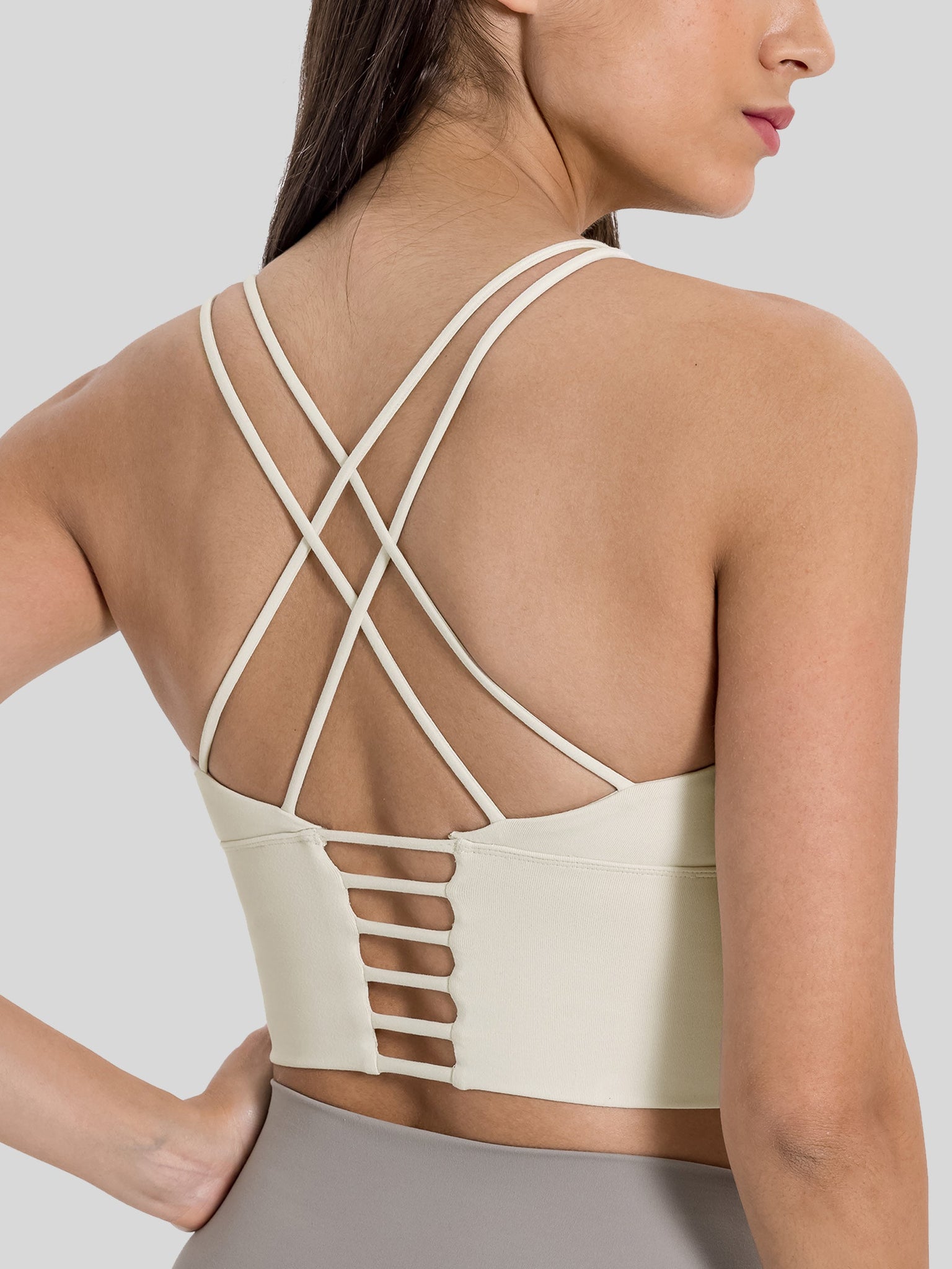 Womens Light Support Yoga Bra off white