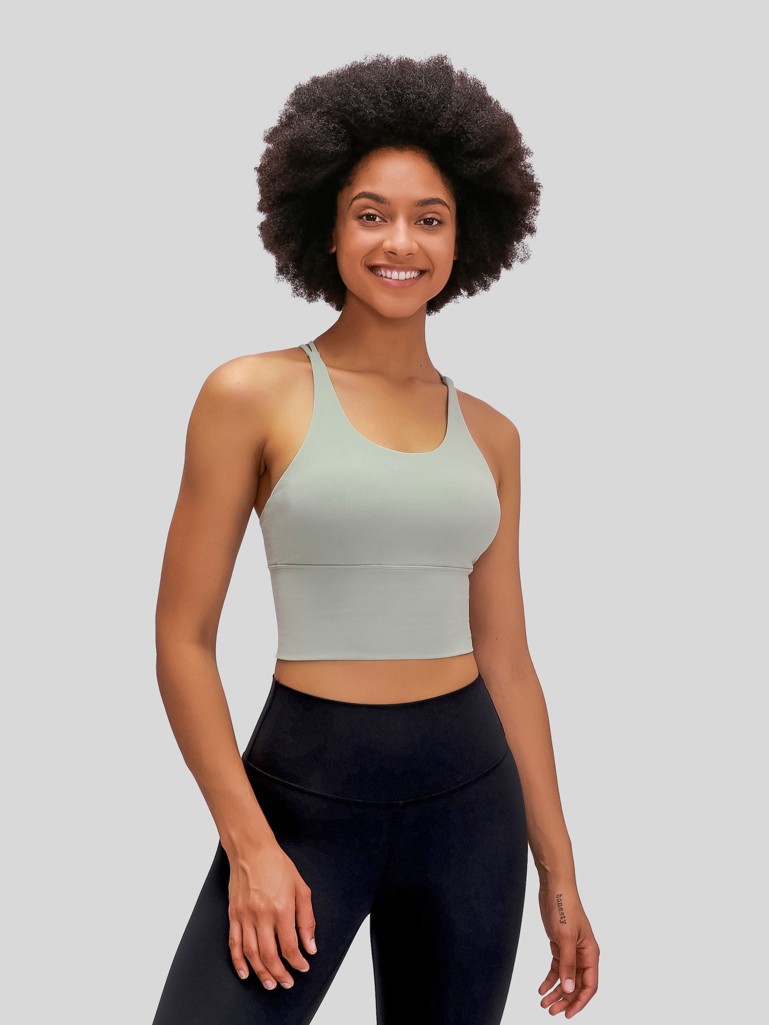 Womens Light Support Yoga Bra pale leaf