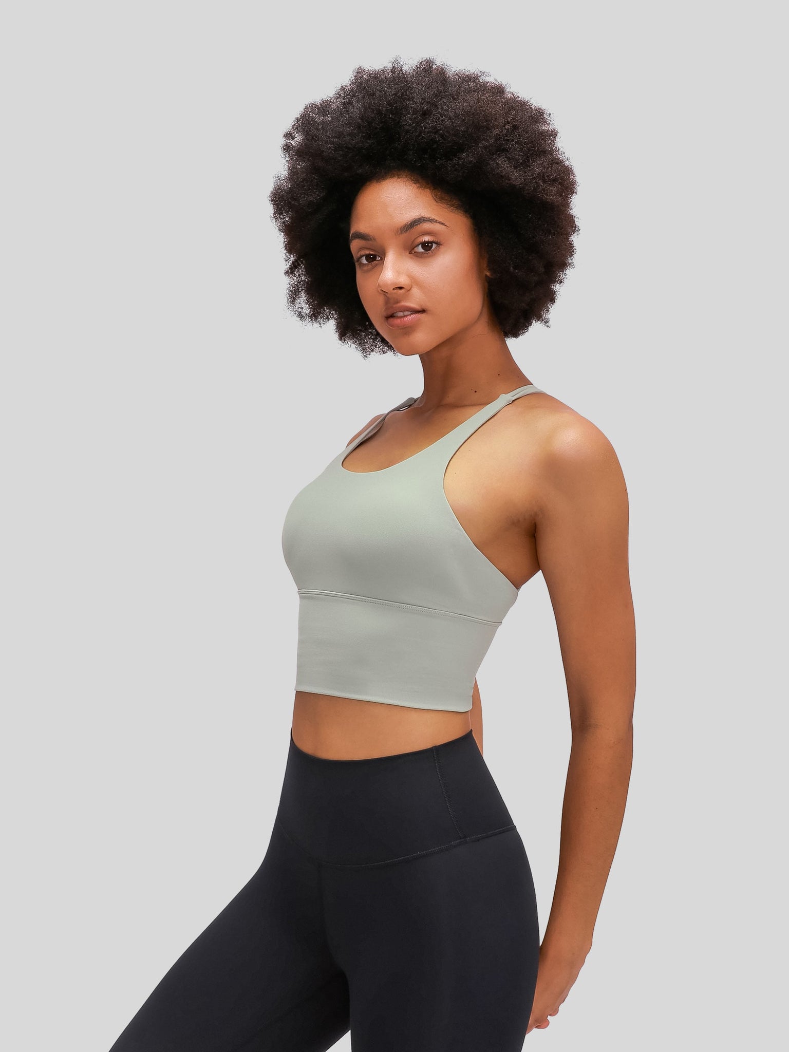 Womens Light Support Yoga Bra pale leaf