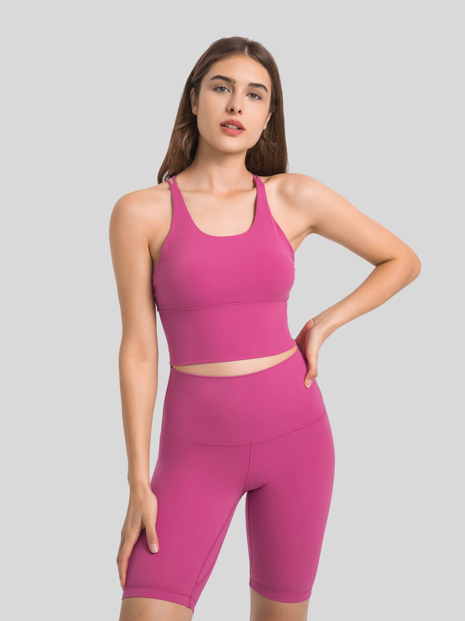 Womens Light Support Yoga Bra rose red