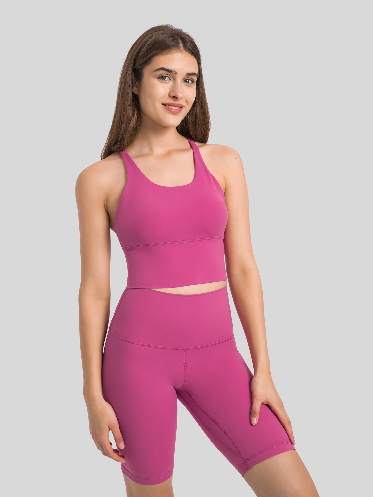 Womens Light Support Yoga Bra rose red