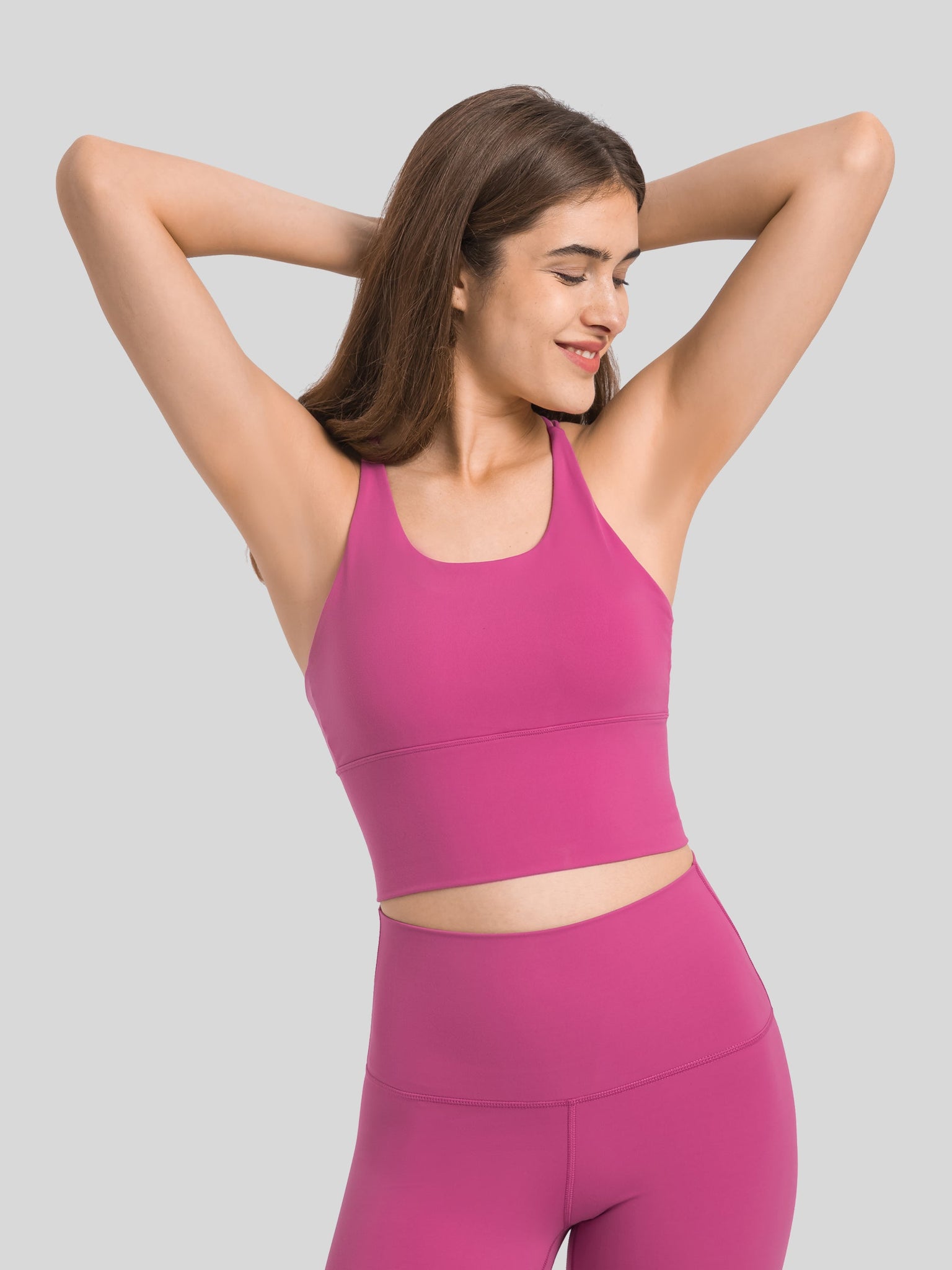 Womens Light Support Yoga Bra rose red