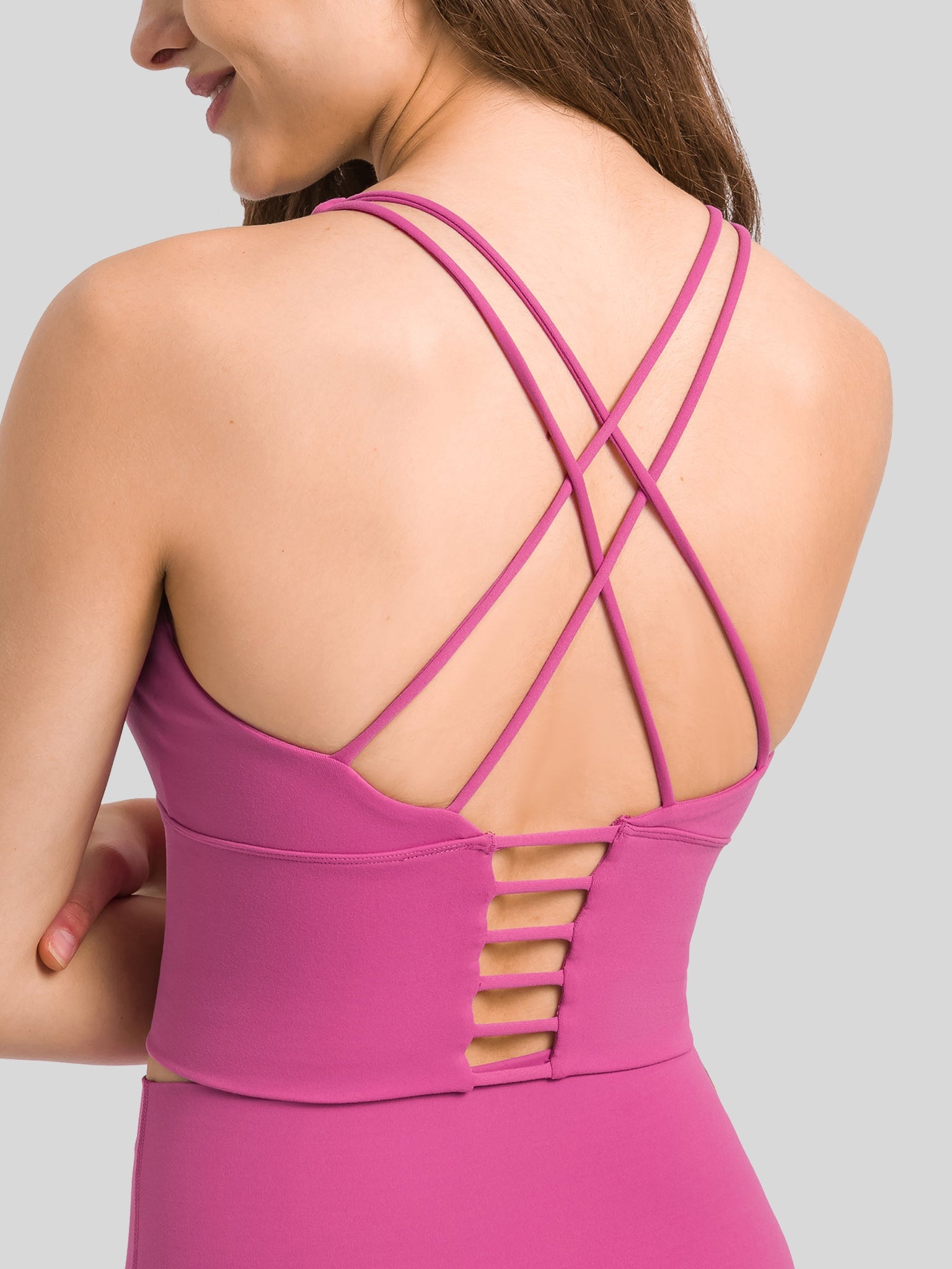 Womens Light Support Yoga Bra rose red