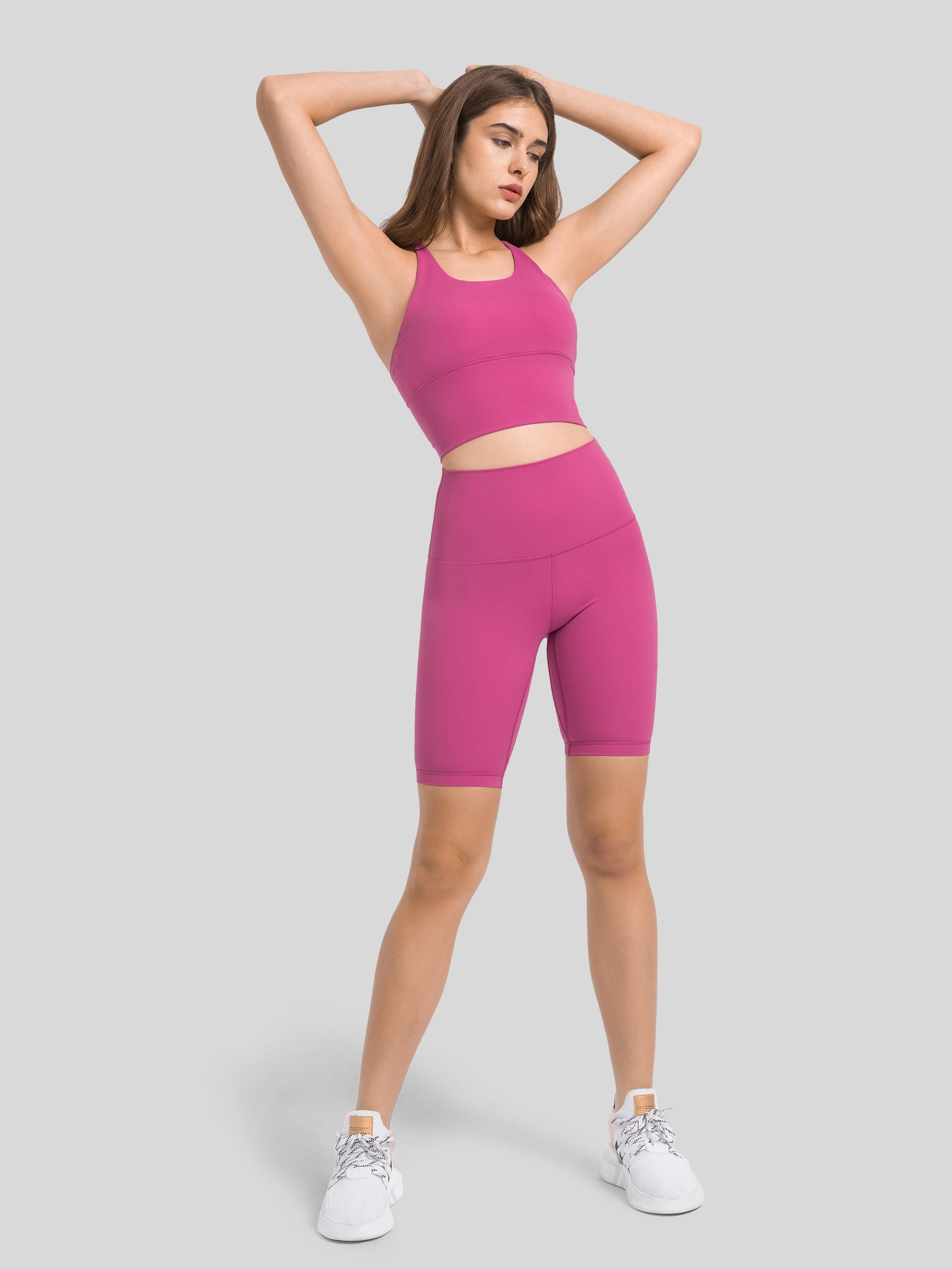 Womens Light Support Yoga Bra rose red