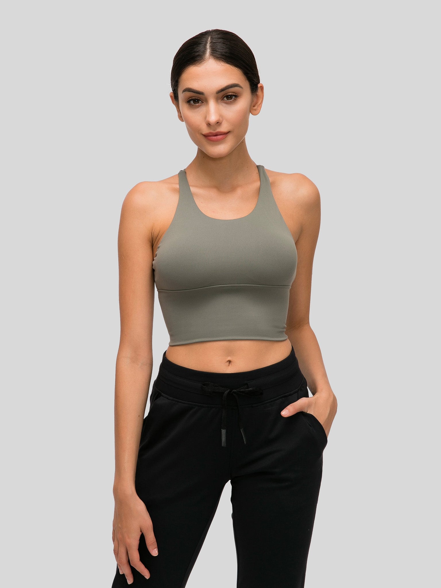 Womens Light Support Yoga Bra sage green