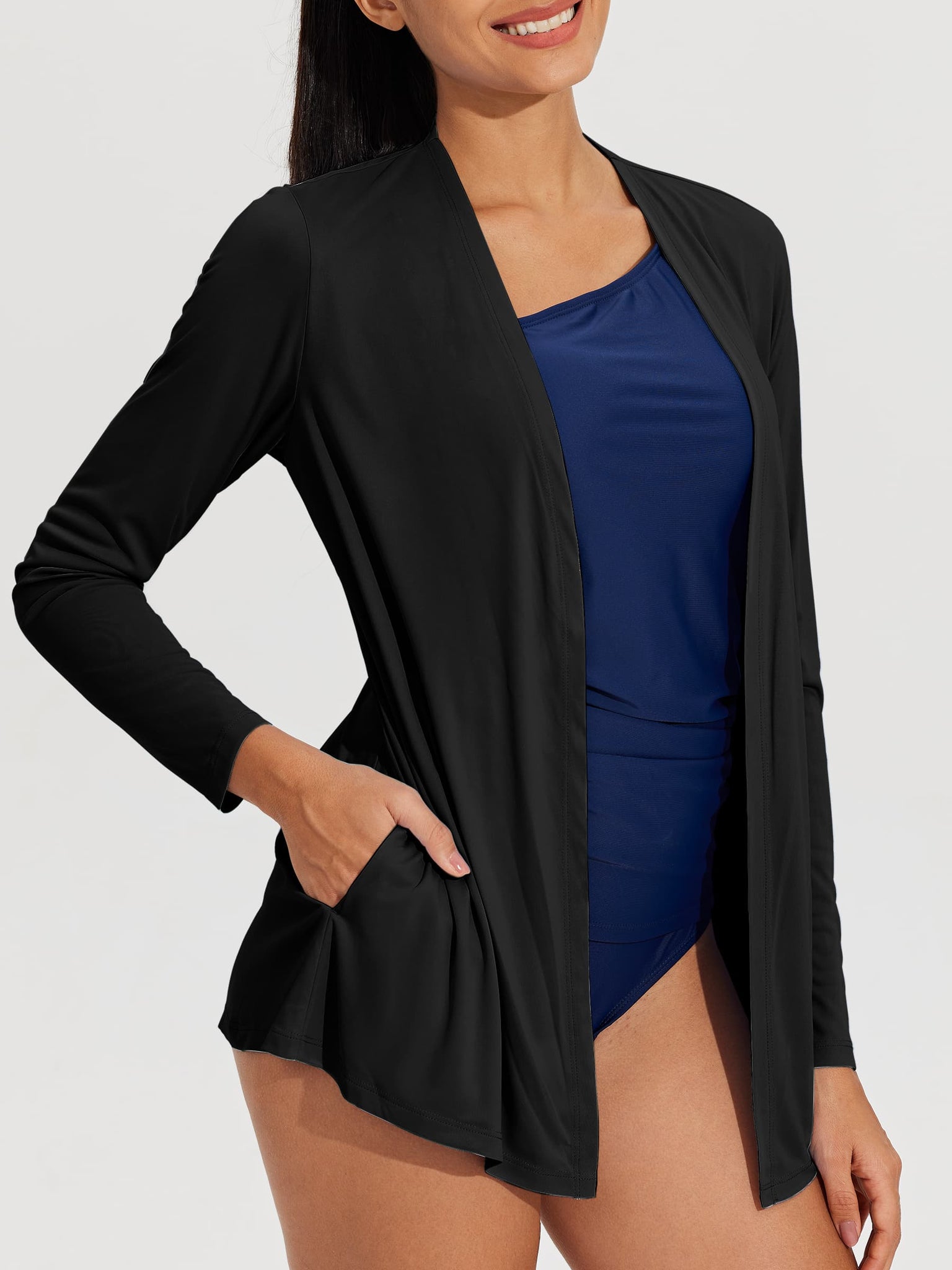 Women's Lightweight Cardigan_Black_model1