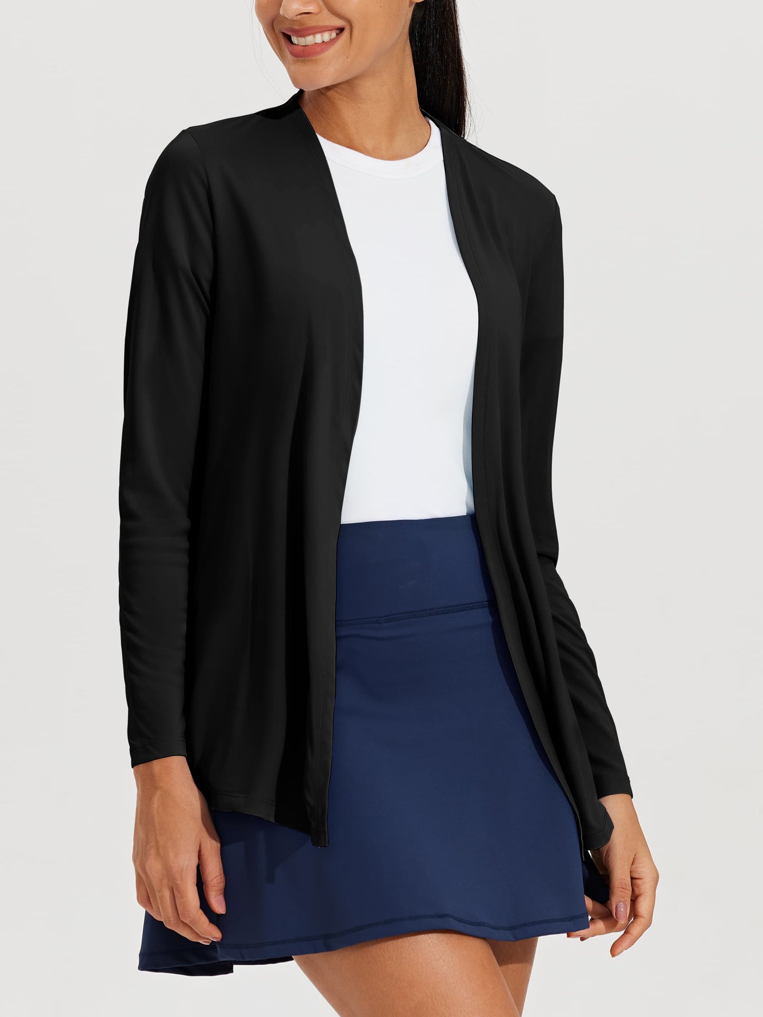 Women's Lightweight Cardigan_Black_model3