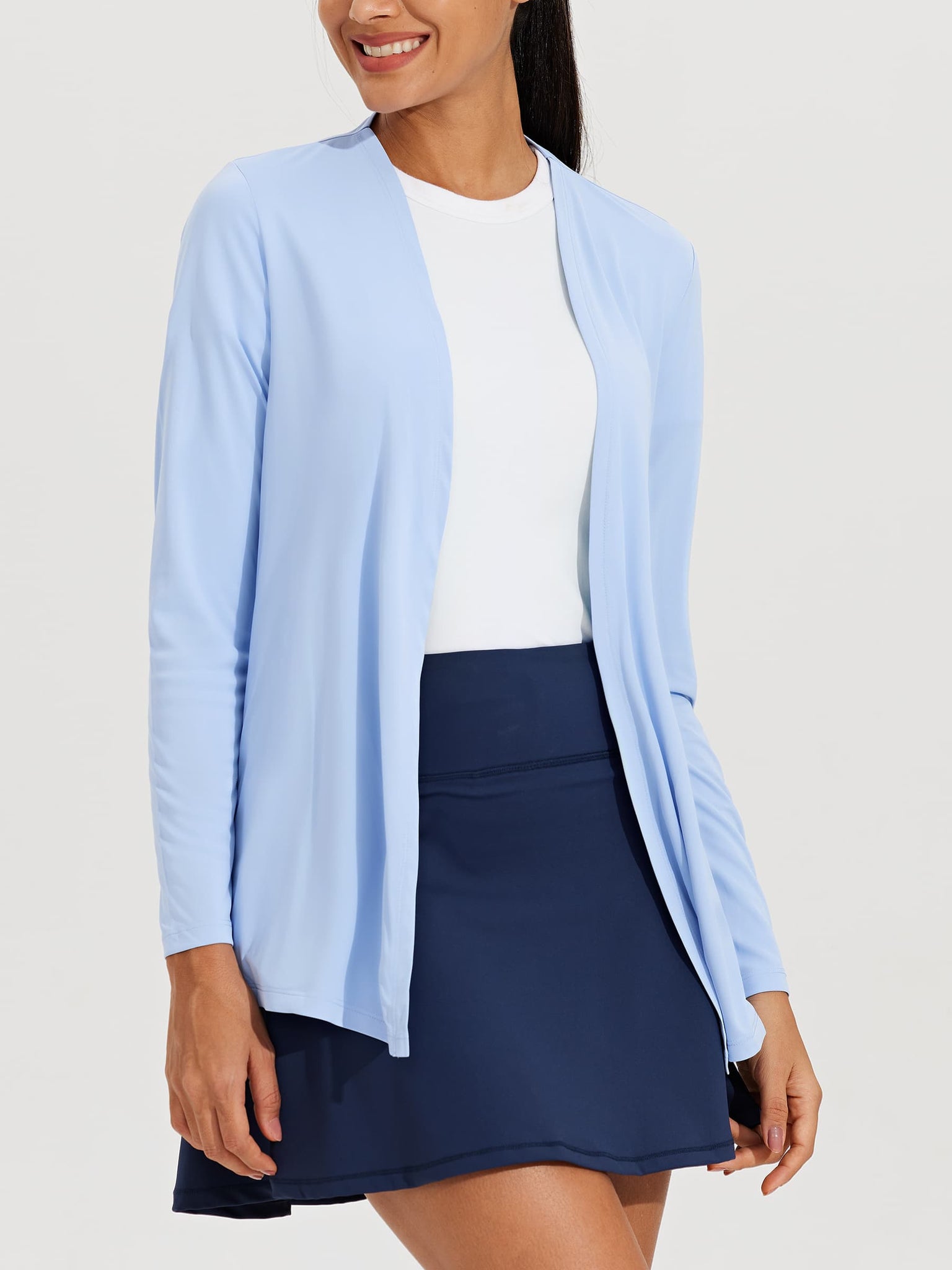 Women's Lightweight Cardigan_Blue_model3