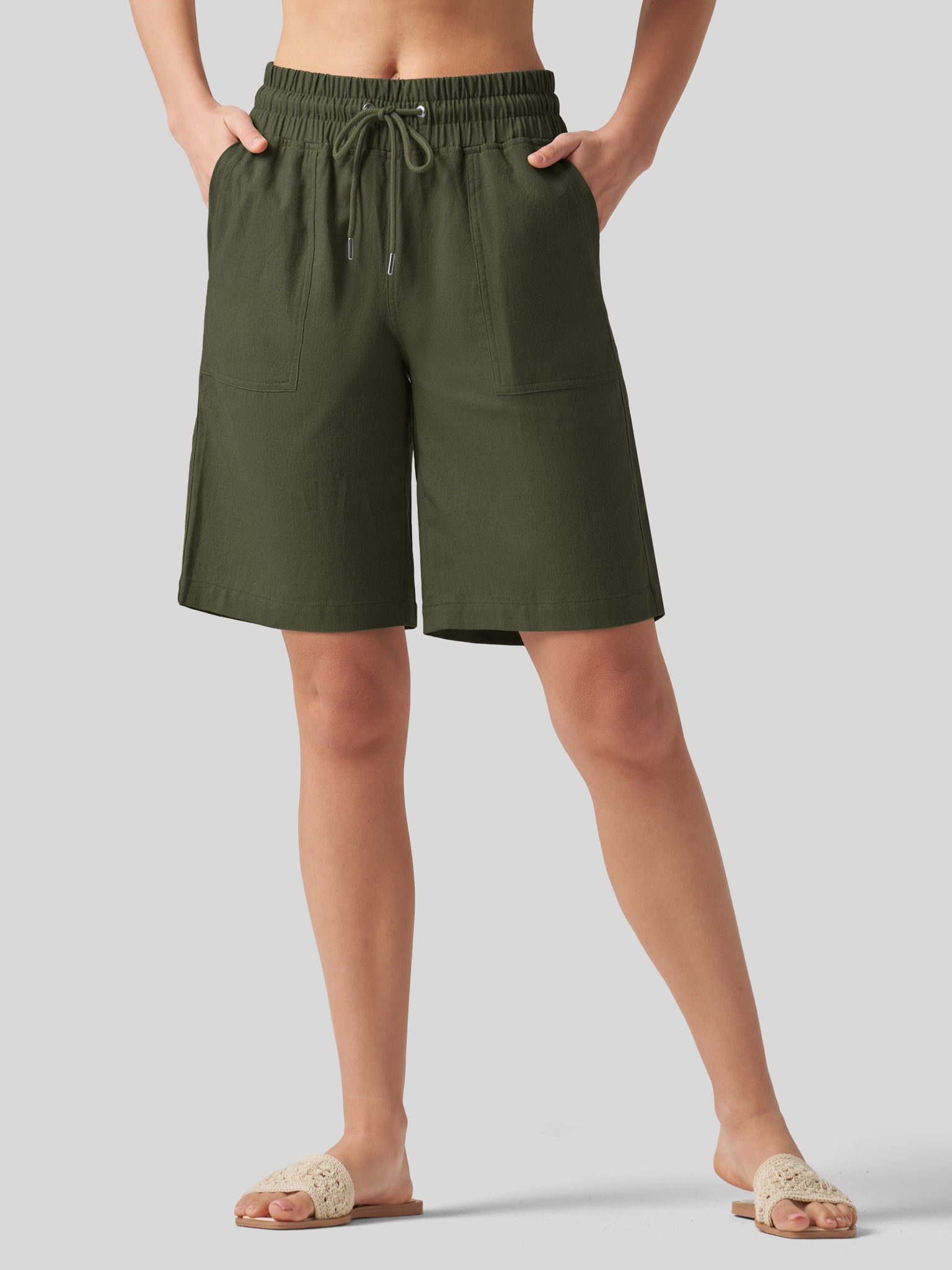 Women's Linen Bermuda Shorts 10 Inch