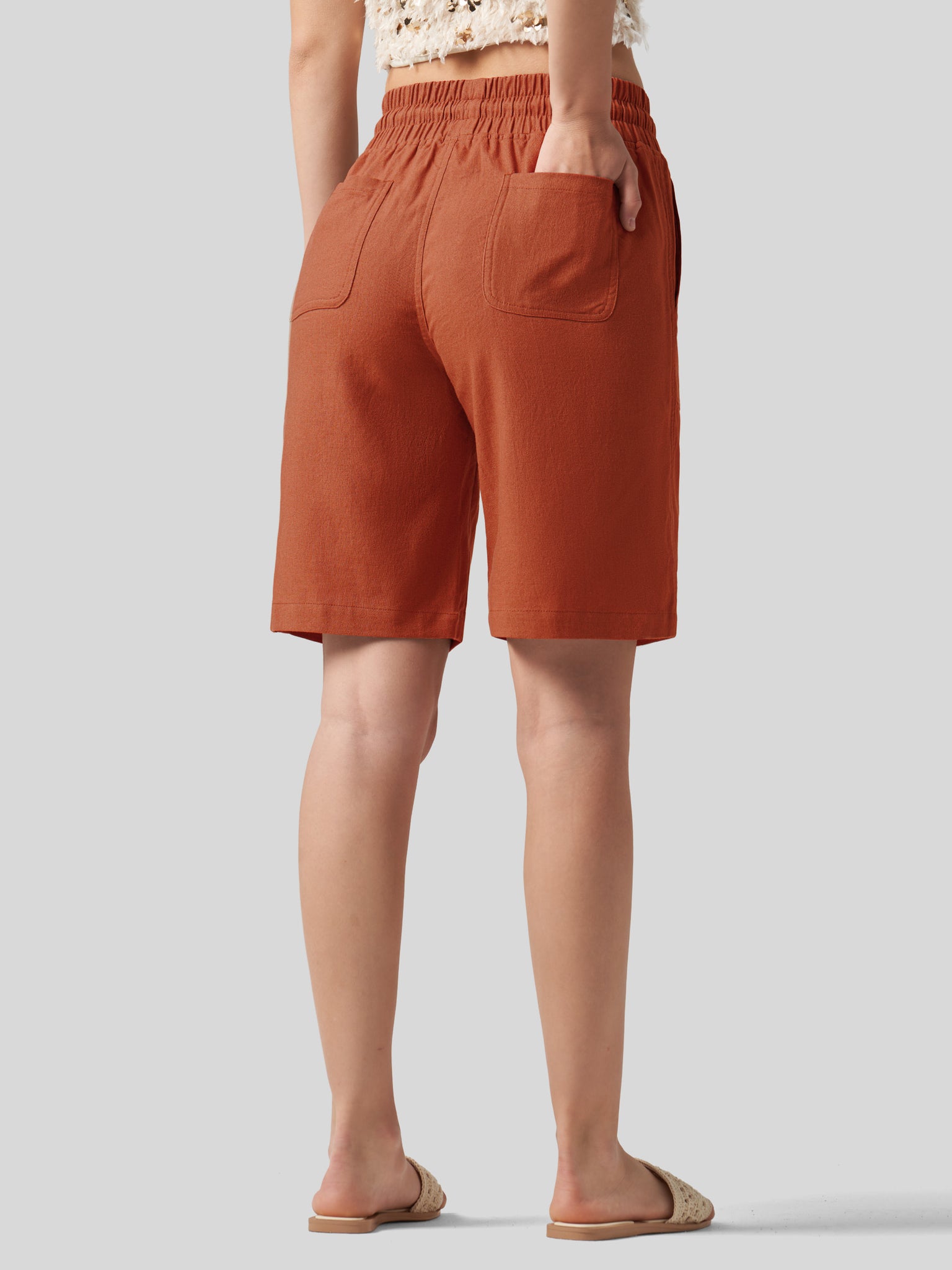 Women's Linen Bermuda Shorts 10 Inch