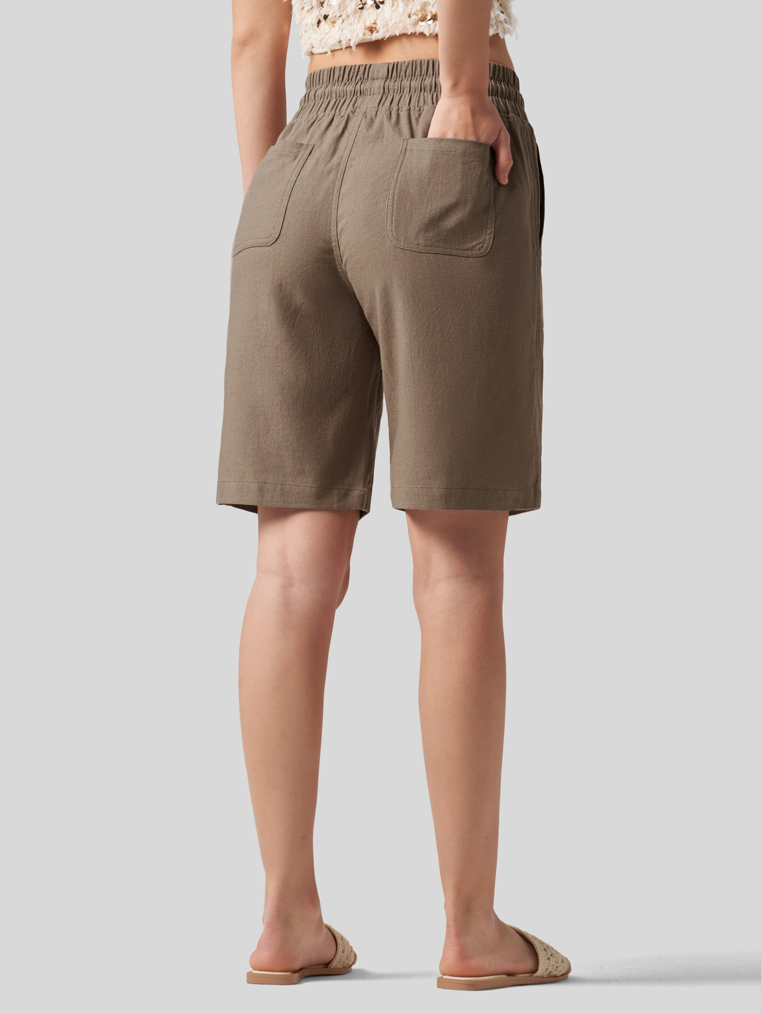 Women's Linen Bermuda Shorts 10 Inch