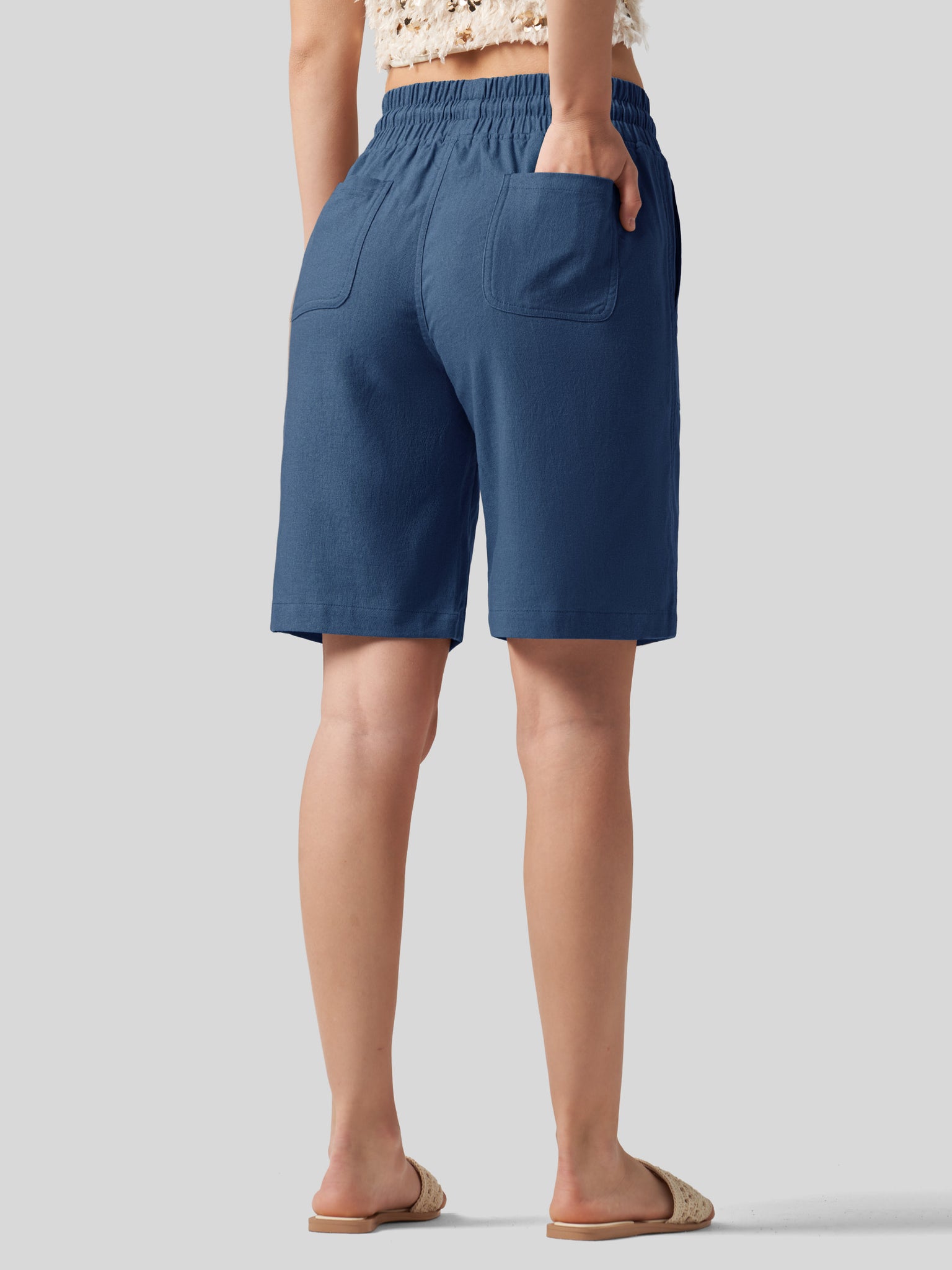 Women's Linen Bermuda Shorts 10 Inch