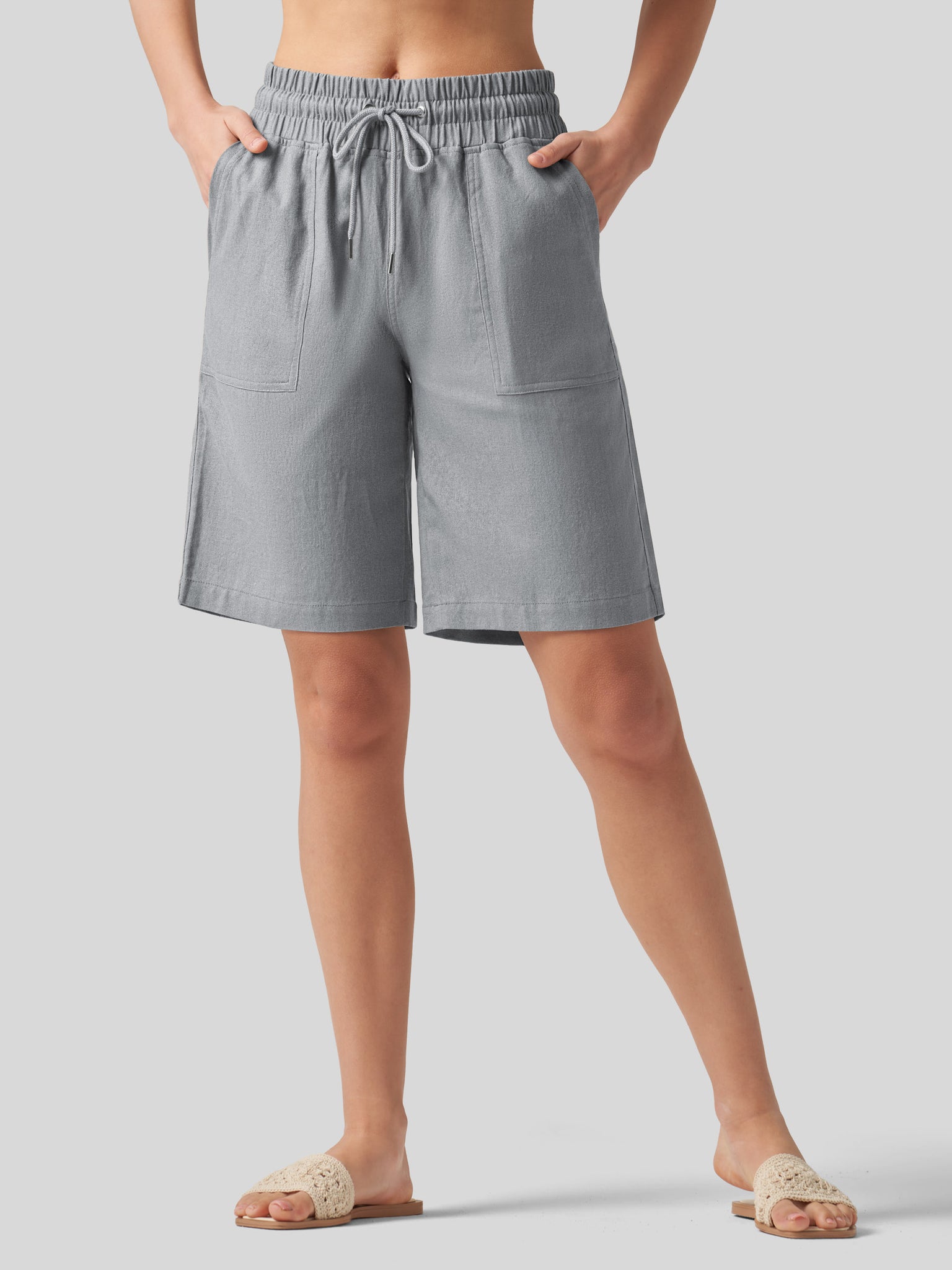 Women's Linen Bermuda Shorts 10 Inch