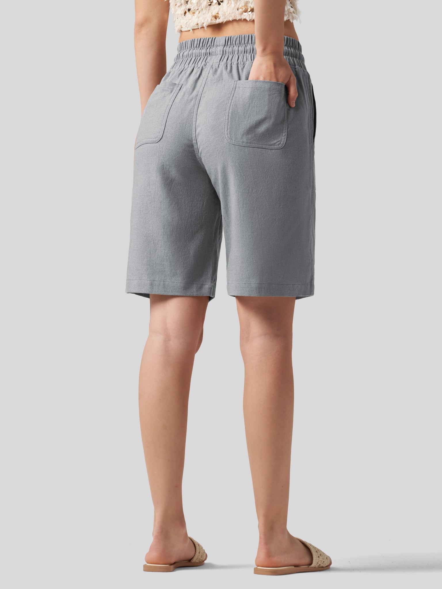 Women's Linen Bermuda Shorts 10 Inch