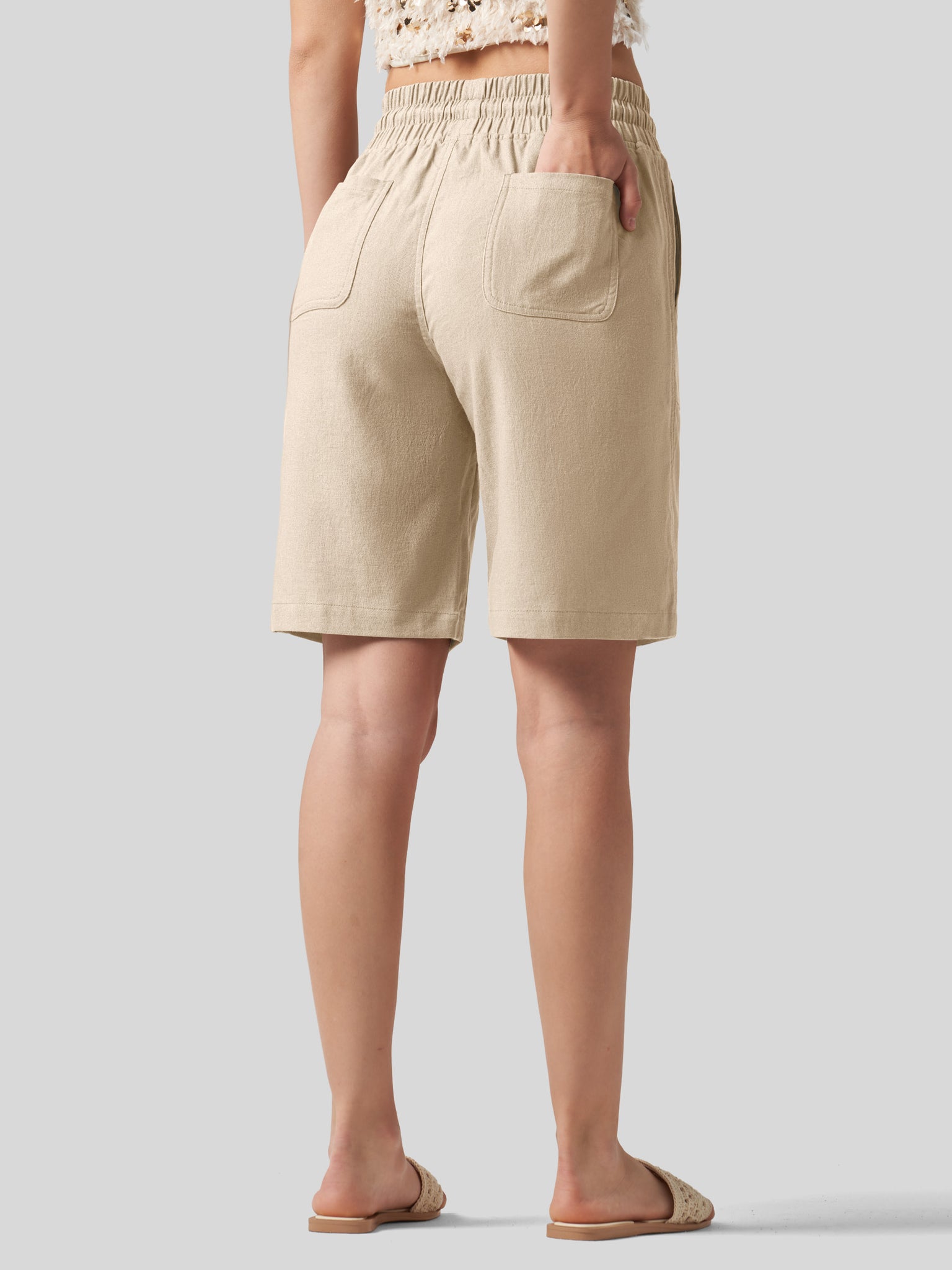 Women's Linen Bermuda Shorts 10 Inch