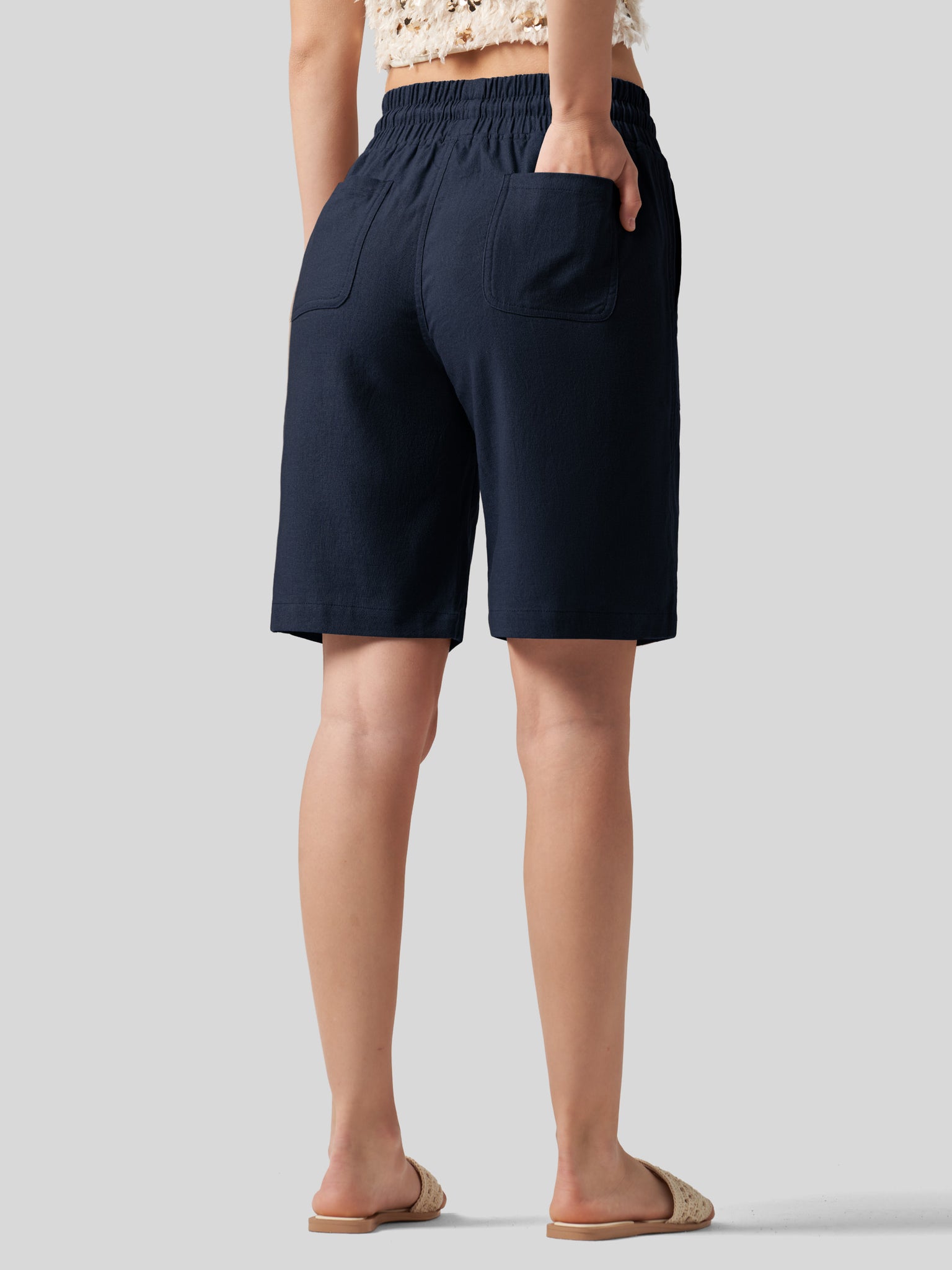 Women's Linen Bermuda Shorts 10 Inch