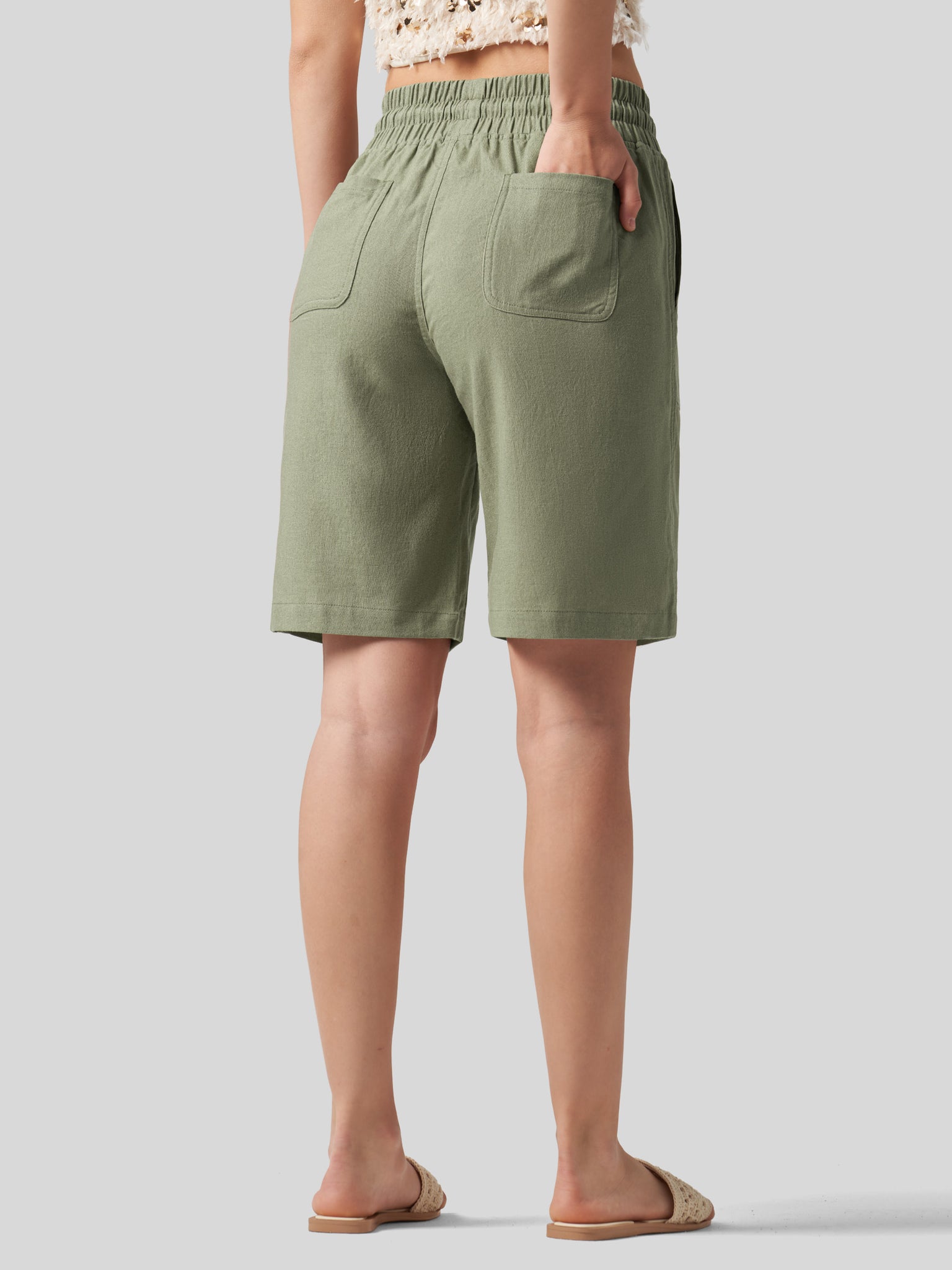 Women's Linen Bermuda Shorts 10 Inch