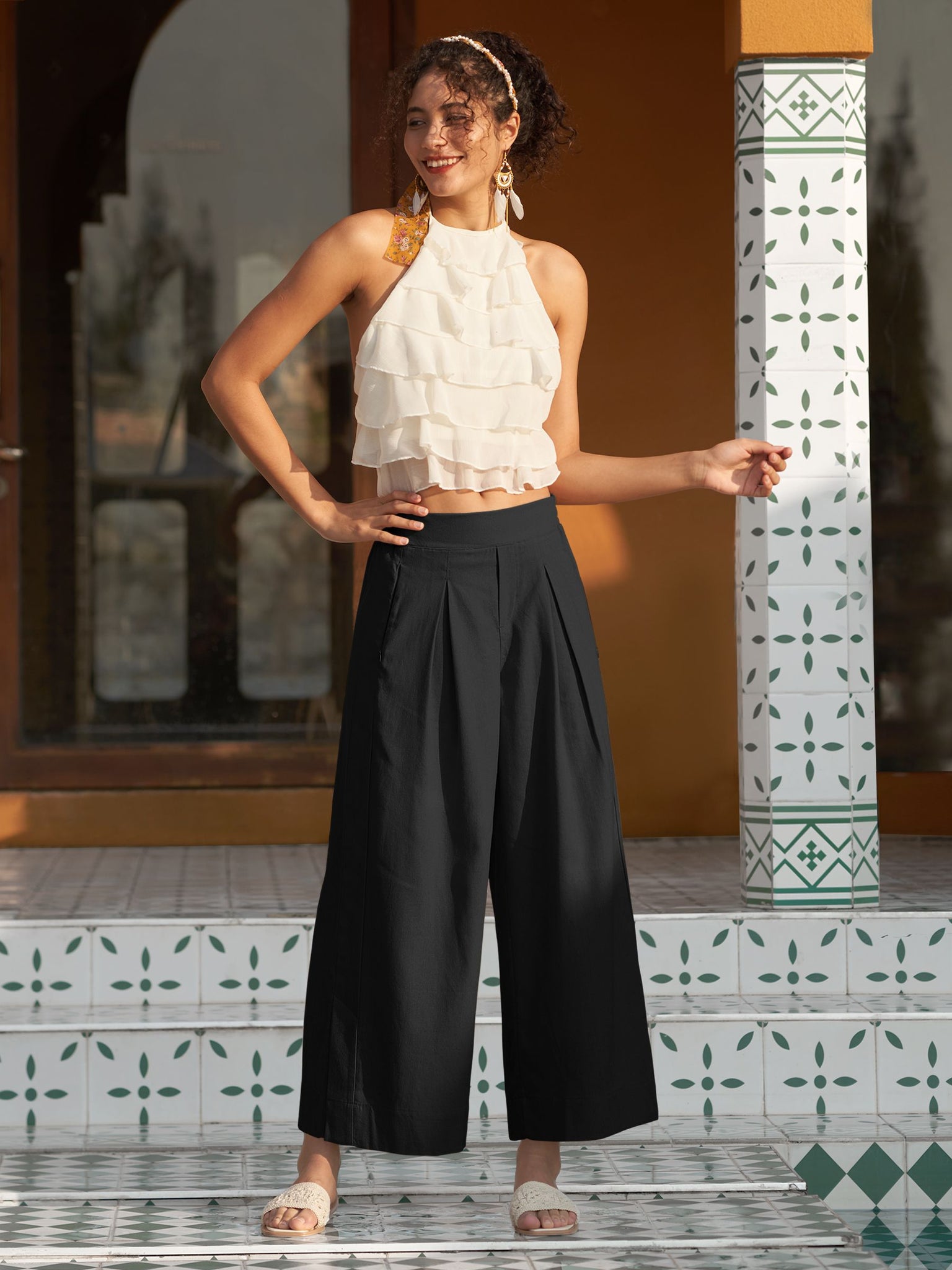 Women's Linen Palazzo Wide Pants