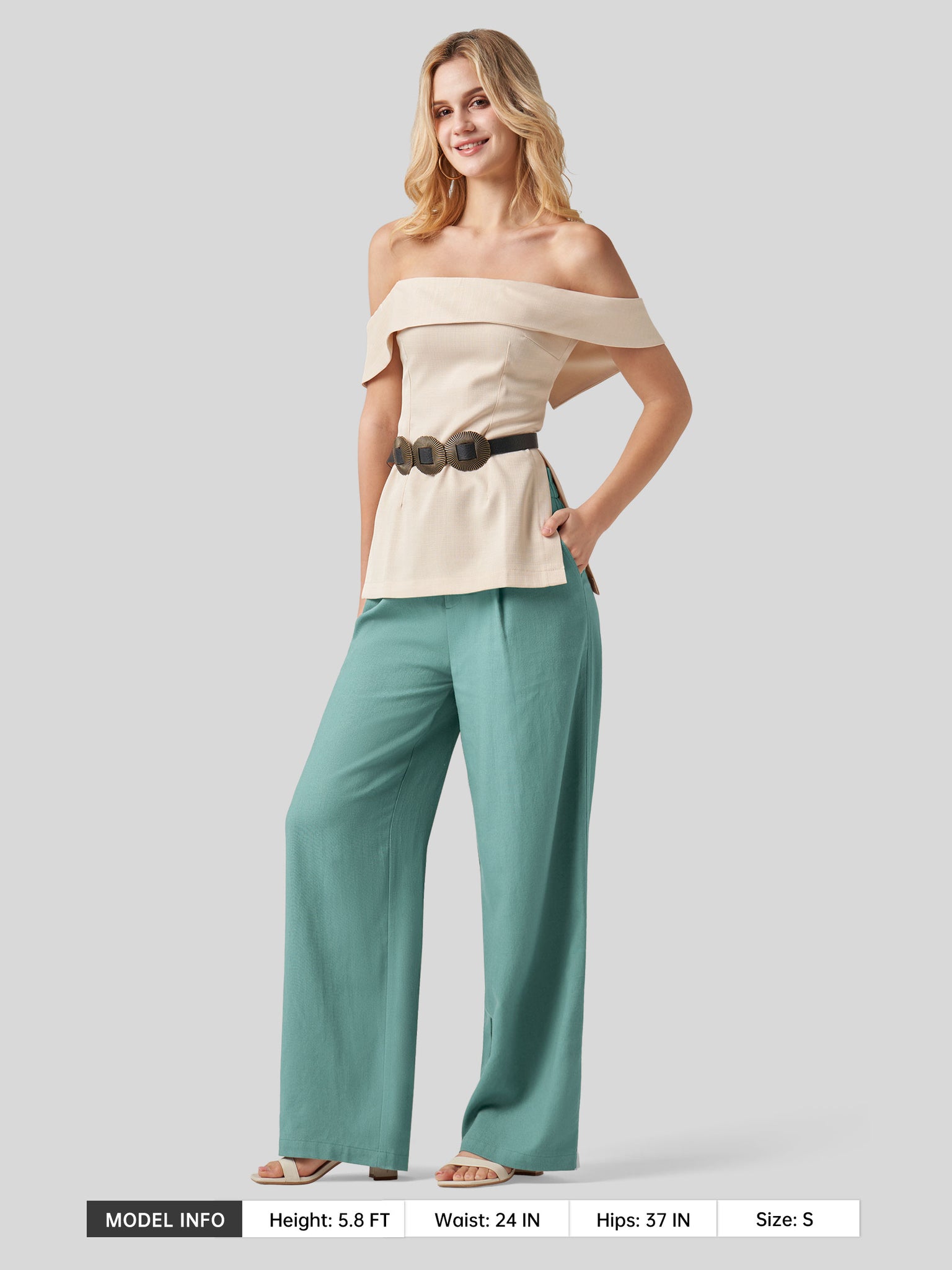 Women's Linen Wide-Leg Dress Slacks 31 Inch