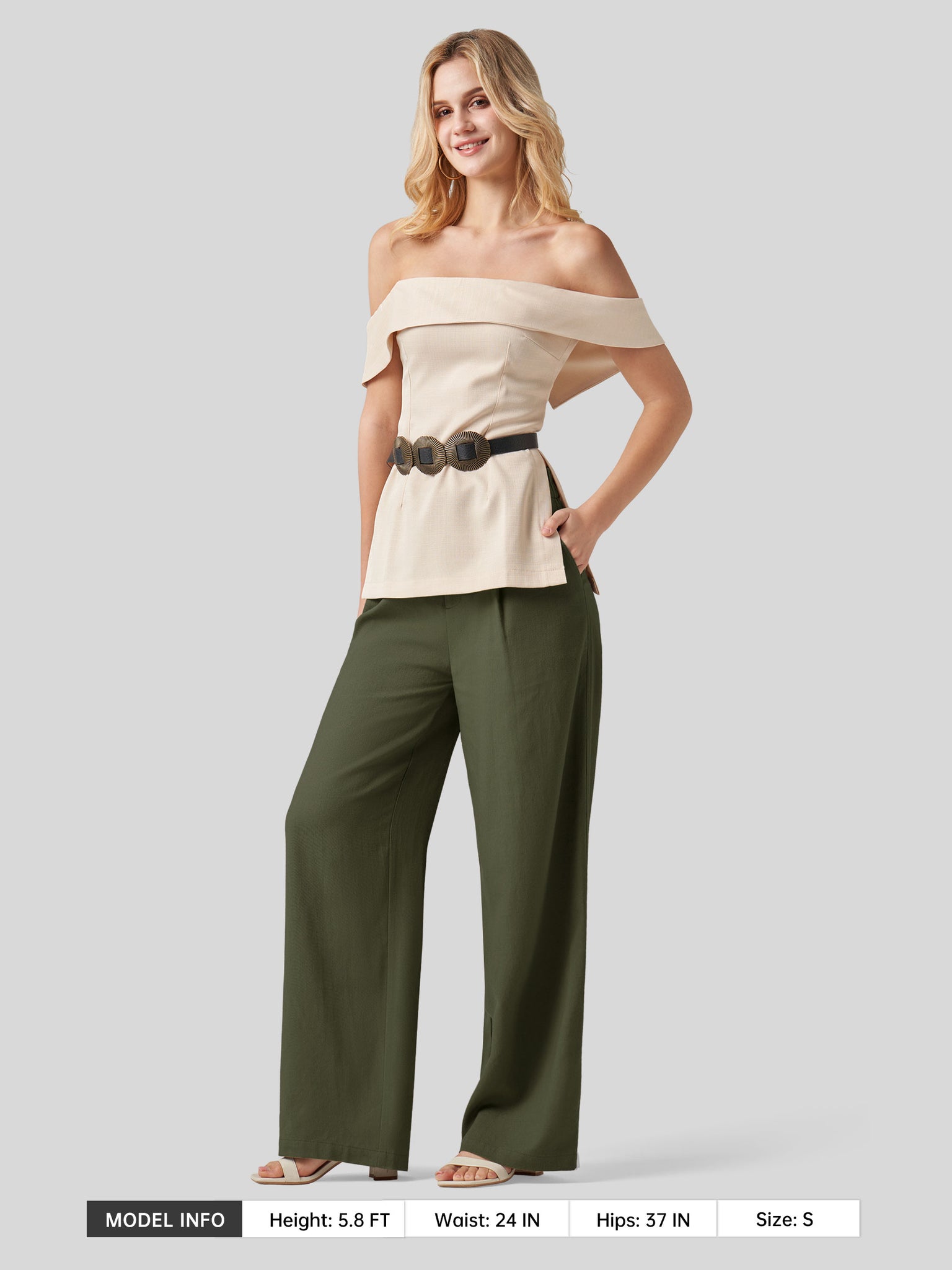 Women's Linen Wide-Leg Dress Slacks 29 Inch