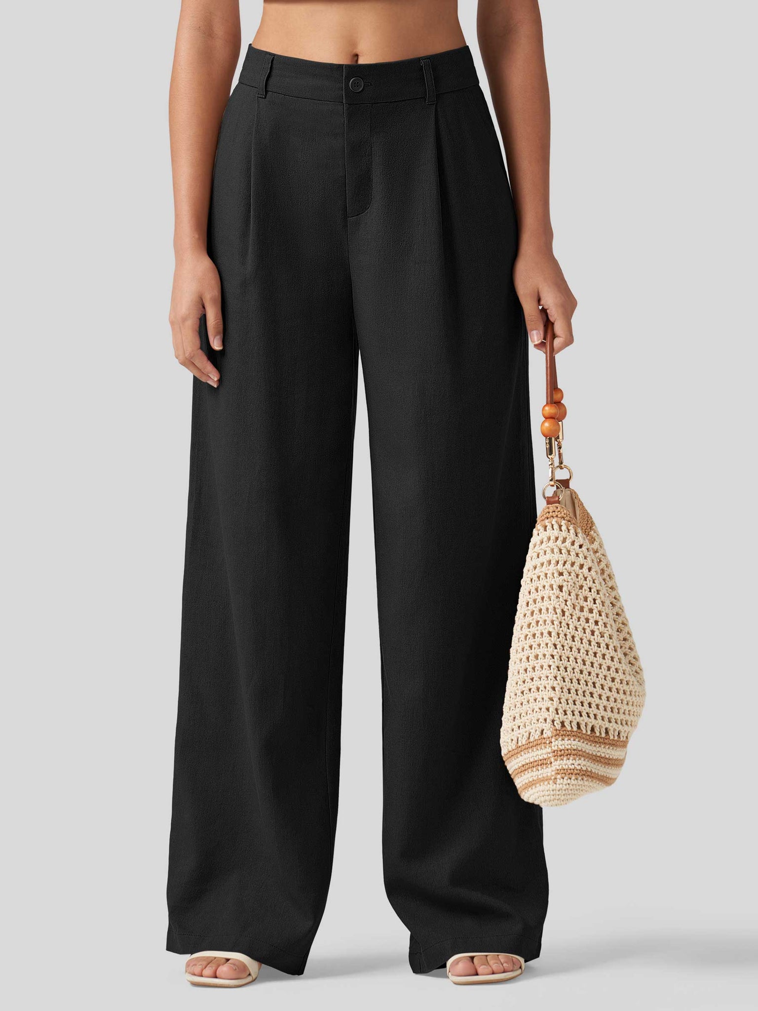 Women's Linen Wide-Leg Dress Slacks 31 Inch