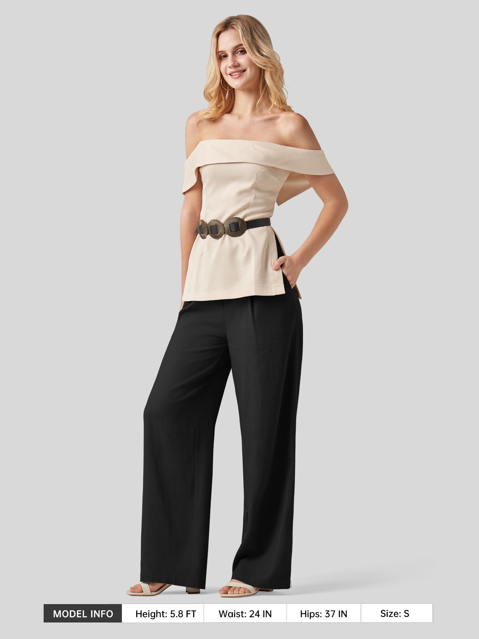 Women's Linen Wide-Leg Dress Slacks 31 Inch