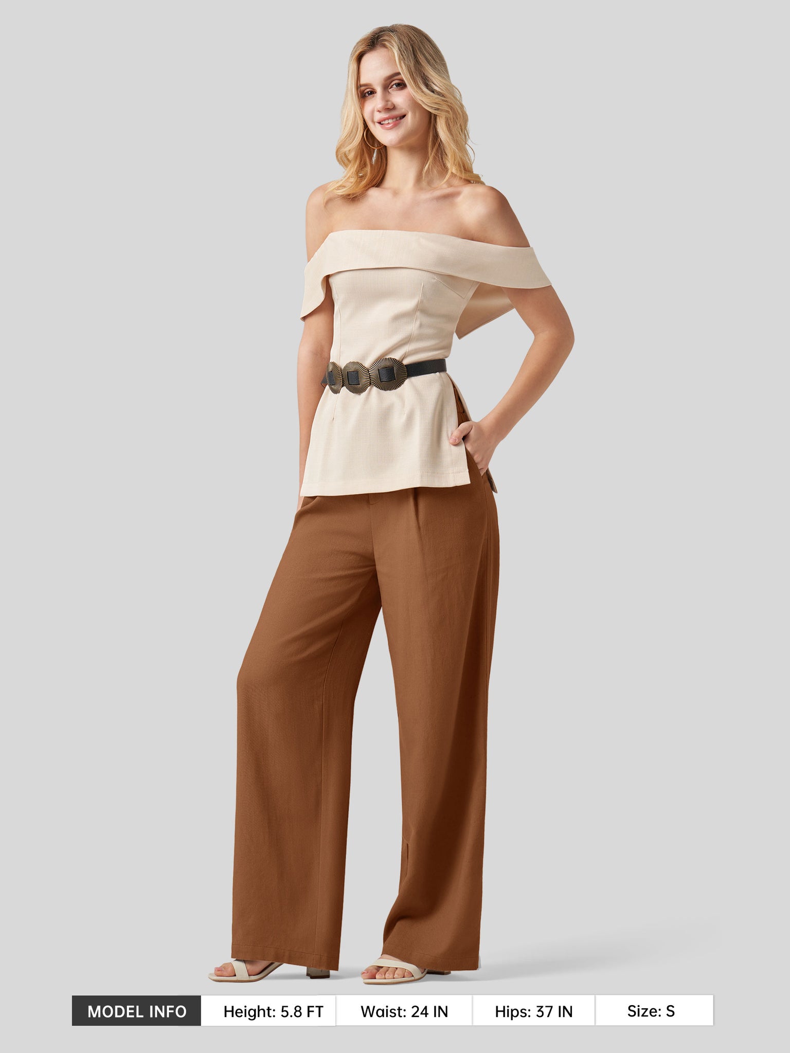 Women's Linen Wide-Leg Dress Slacks 31 Inch