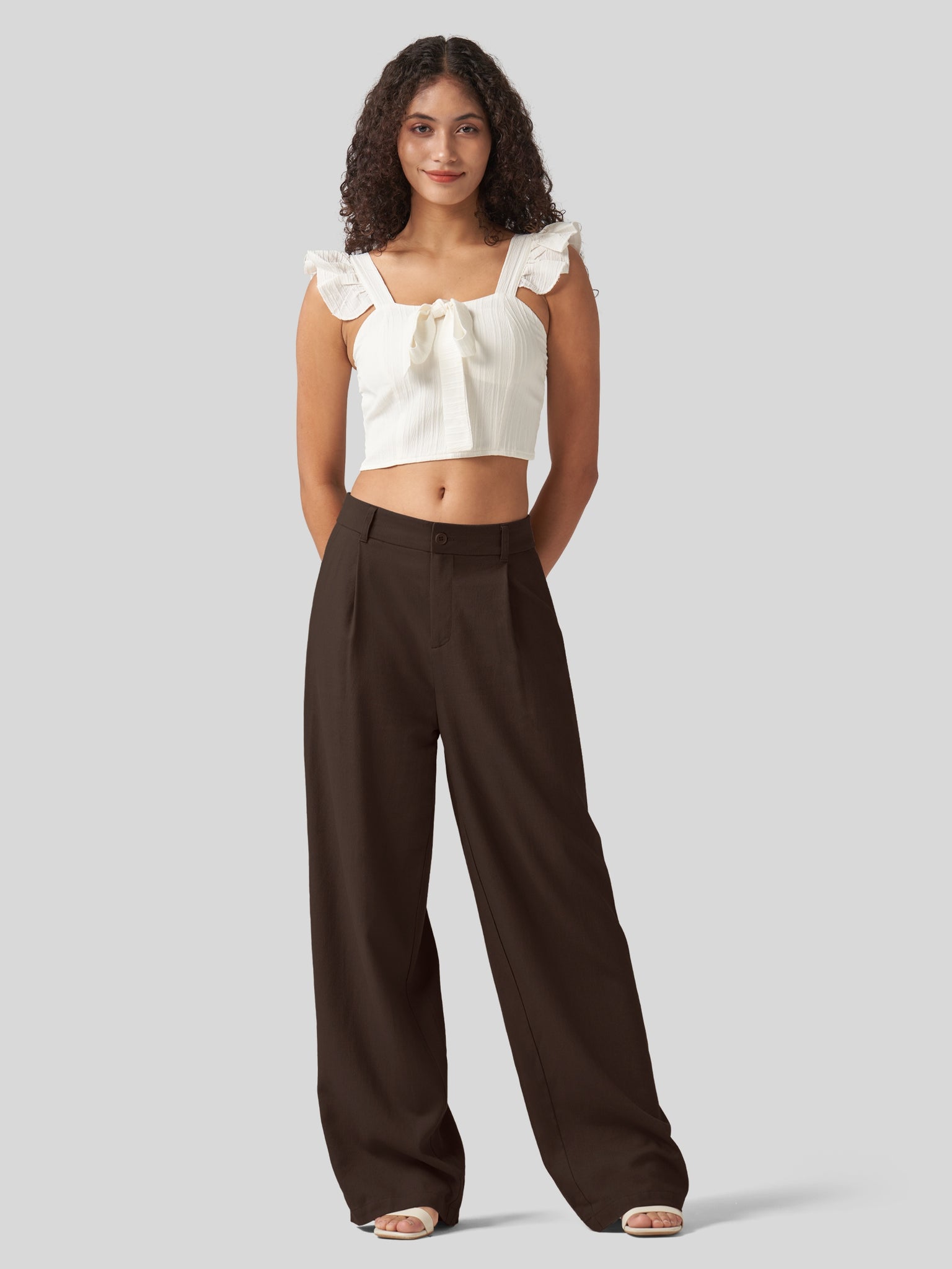 Women's Linen Wide-Leg Dress Slacks 29 Inch