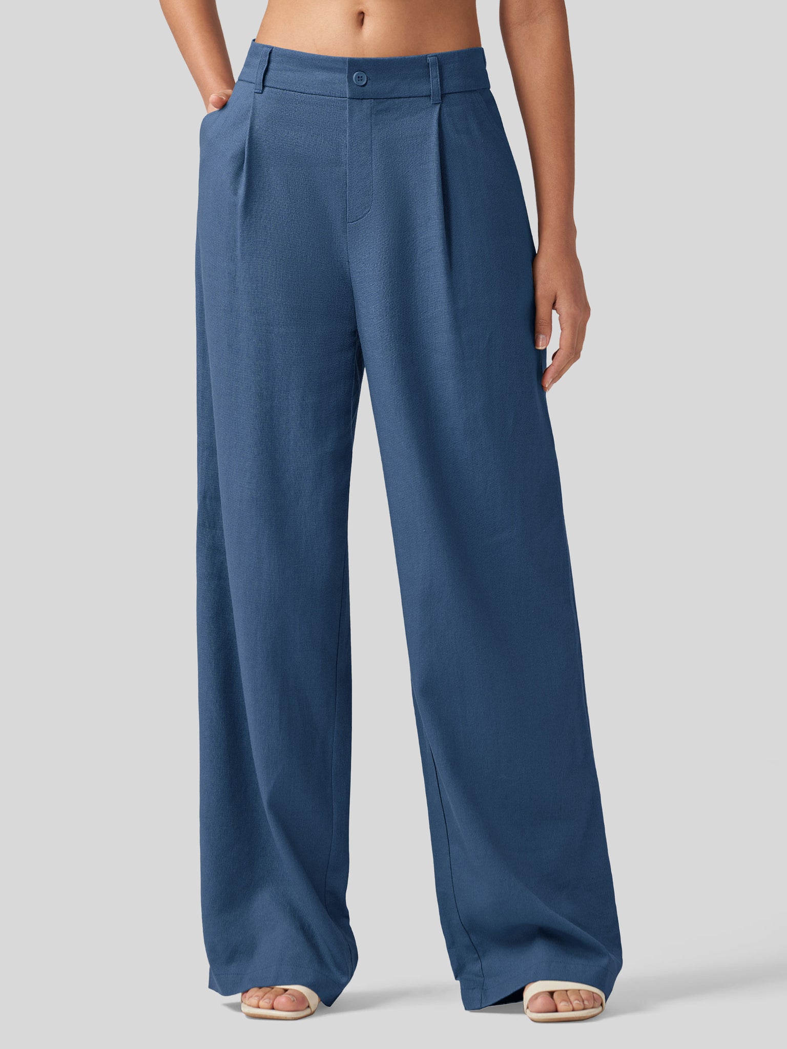 Women's Linen Wide-Leg Dress Slacks 29 Inch
