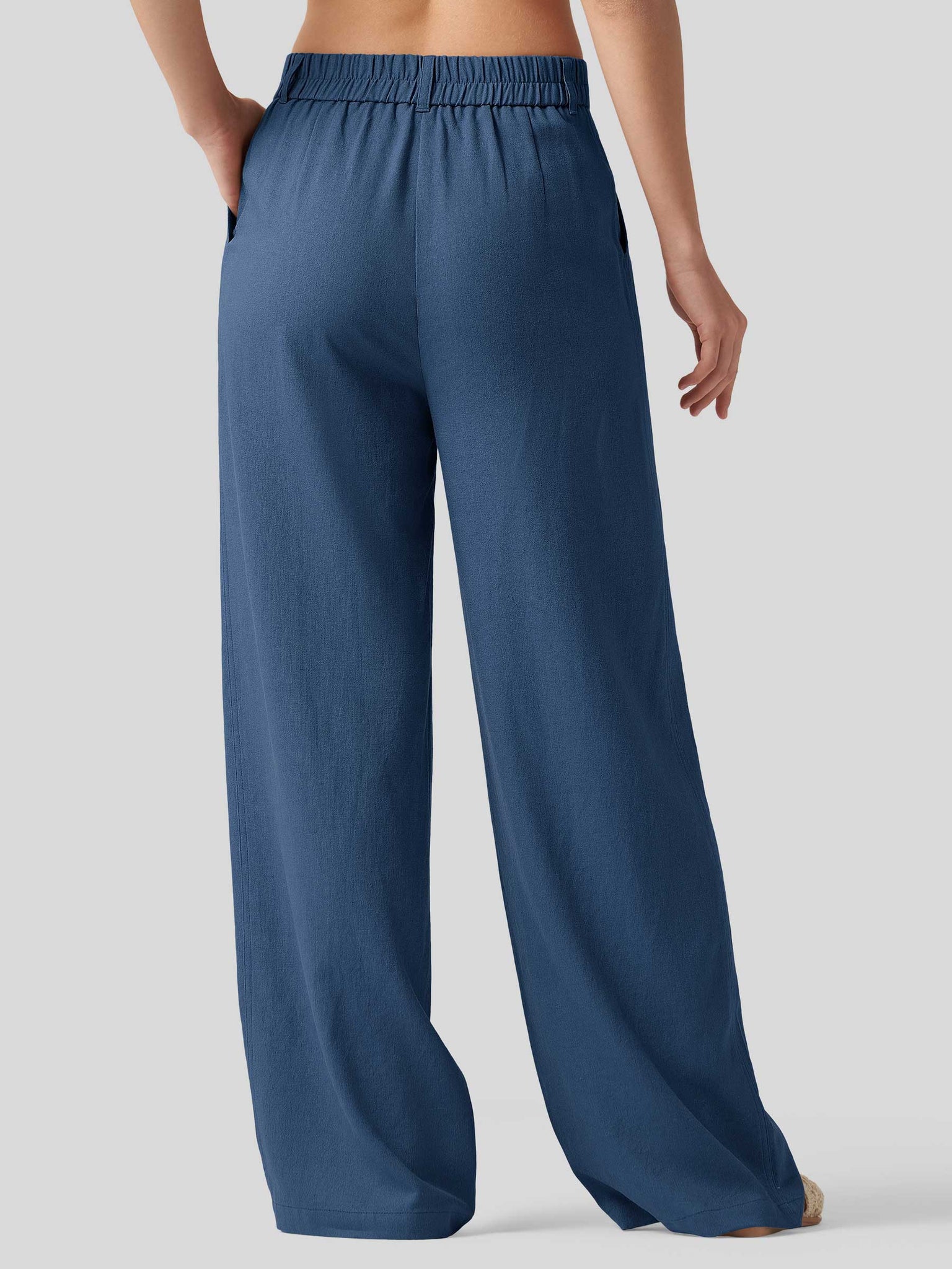 Women's Linen Wide-Leg Dress Slacks 31 Inch
