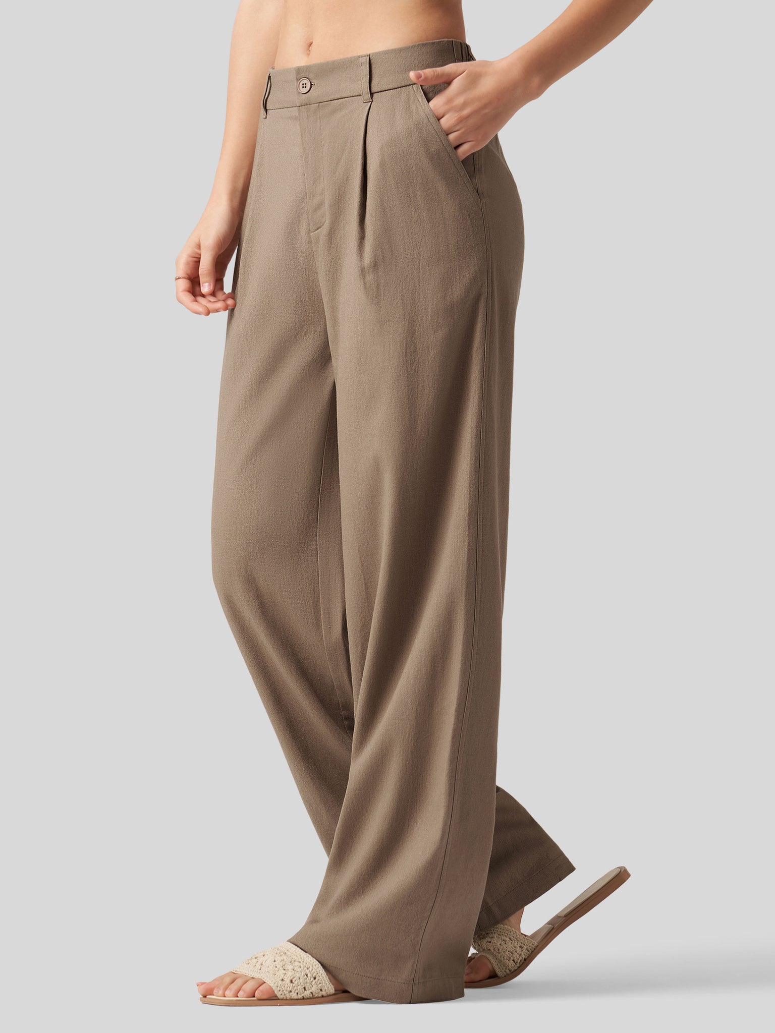 Women's Linen Wide-Leg Dress Slacks 31 Inch