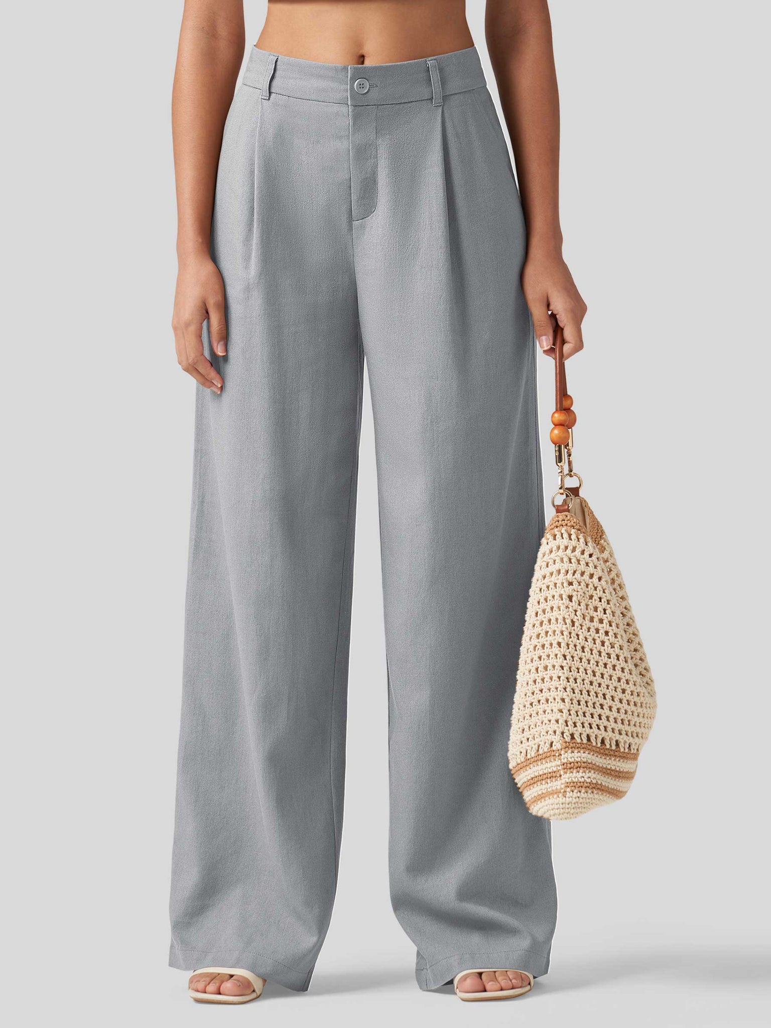 Women's Linen Wide-Leg Dress Slacks 31 Inch