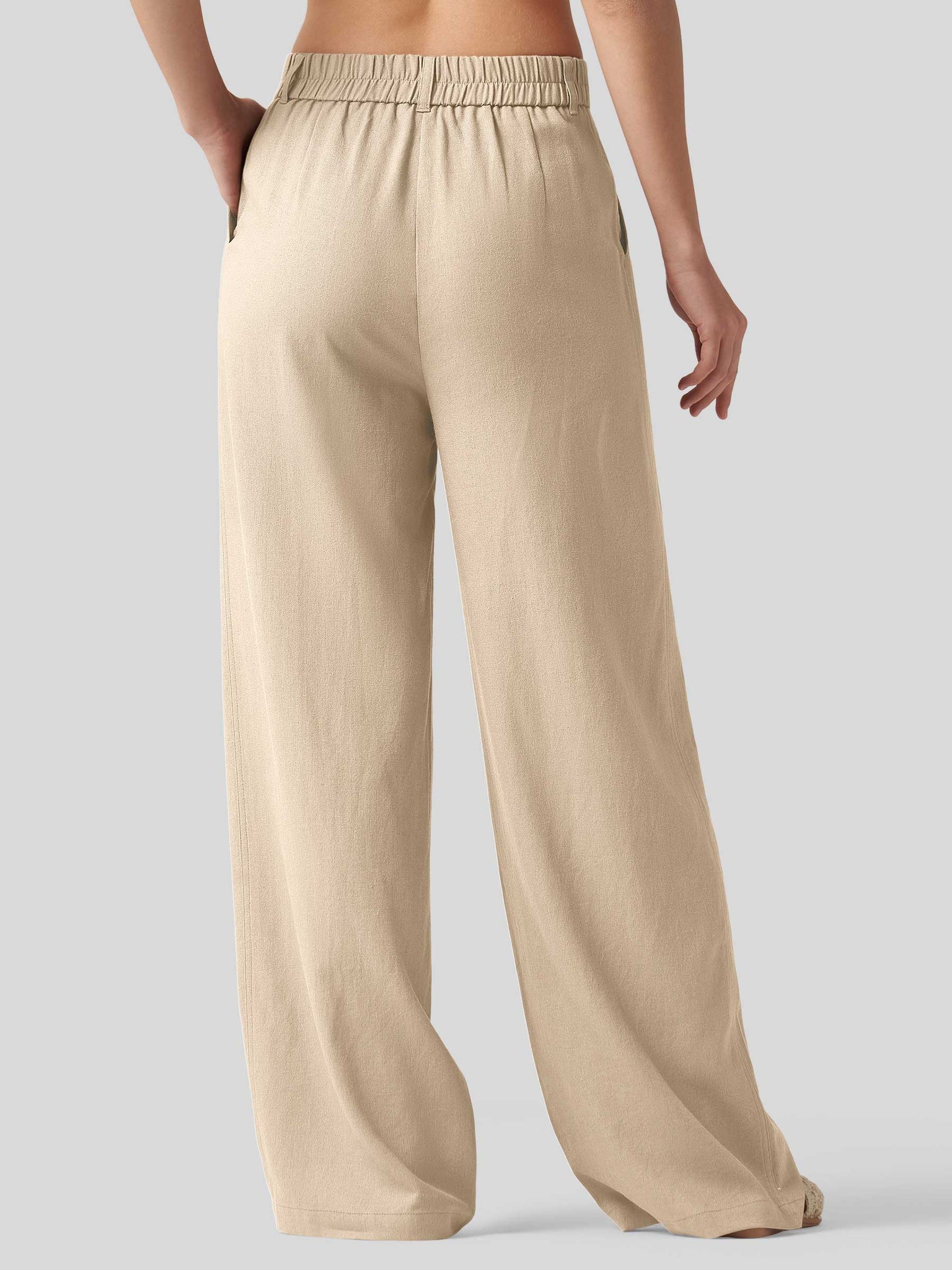 Women's Linen Wide-Leg Dress Slacks 29 Inch