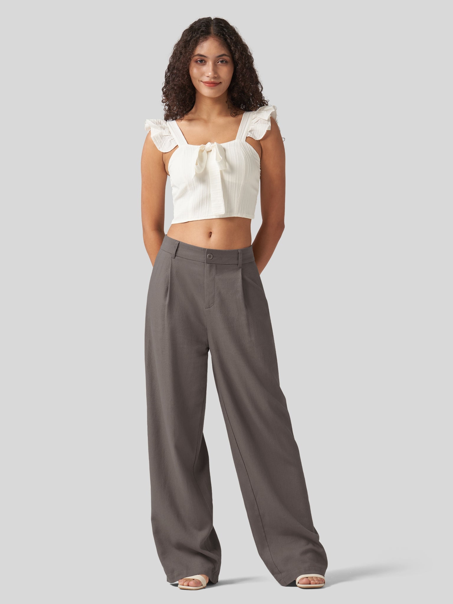 Women's Linen Wide-Leg Dress Slacks 31 Inch