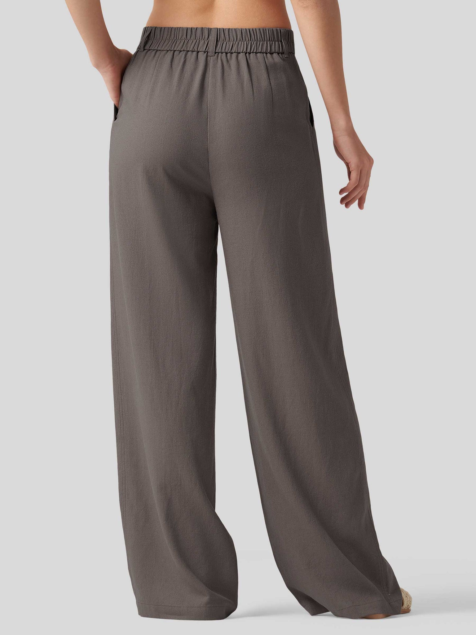 Women's Linen Wide-Leg Dress Slacks 31 Inch