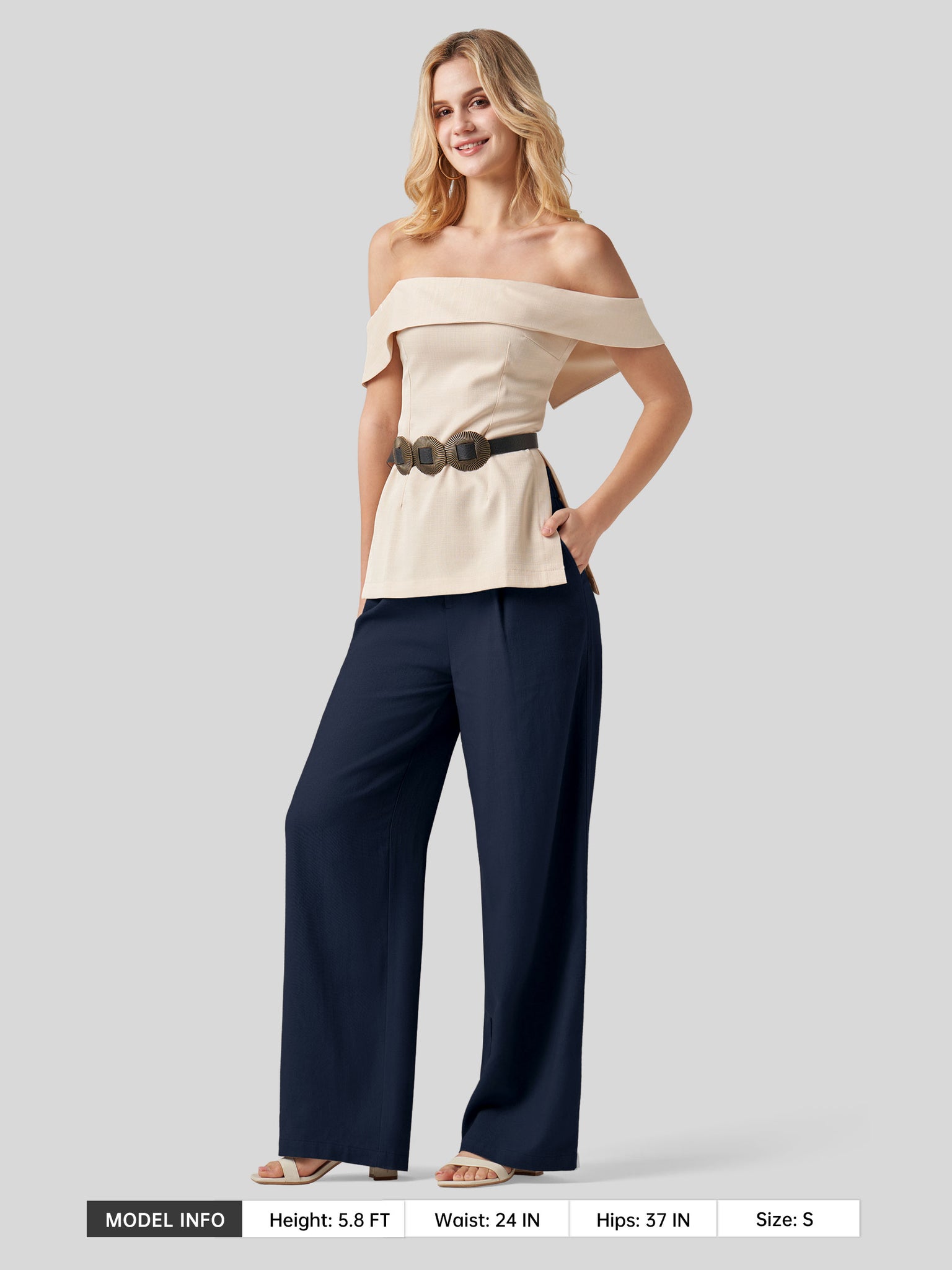 Women's Linen Wide-Leg Dress Slacks 31 Inch