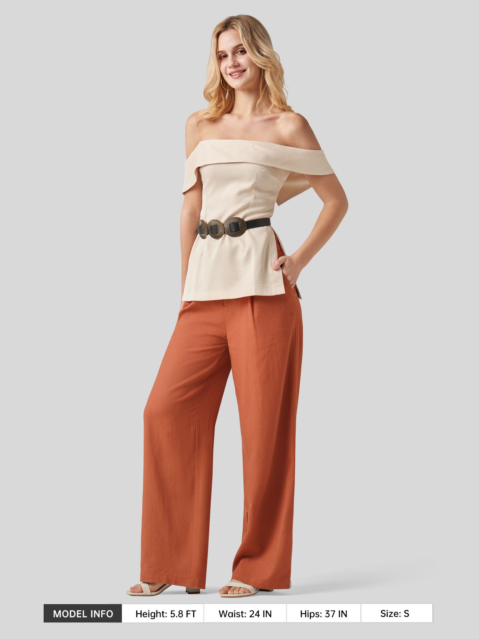 Women's Linen Wide-Leg Dress Slacks 31 Inch
