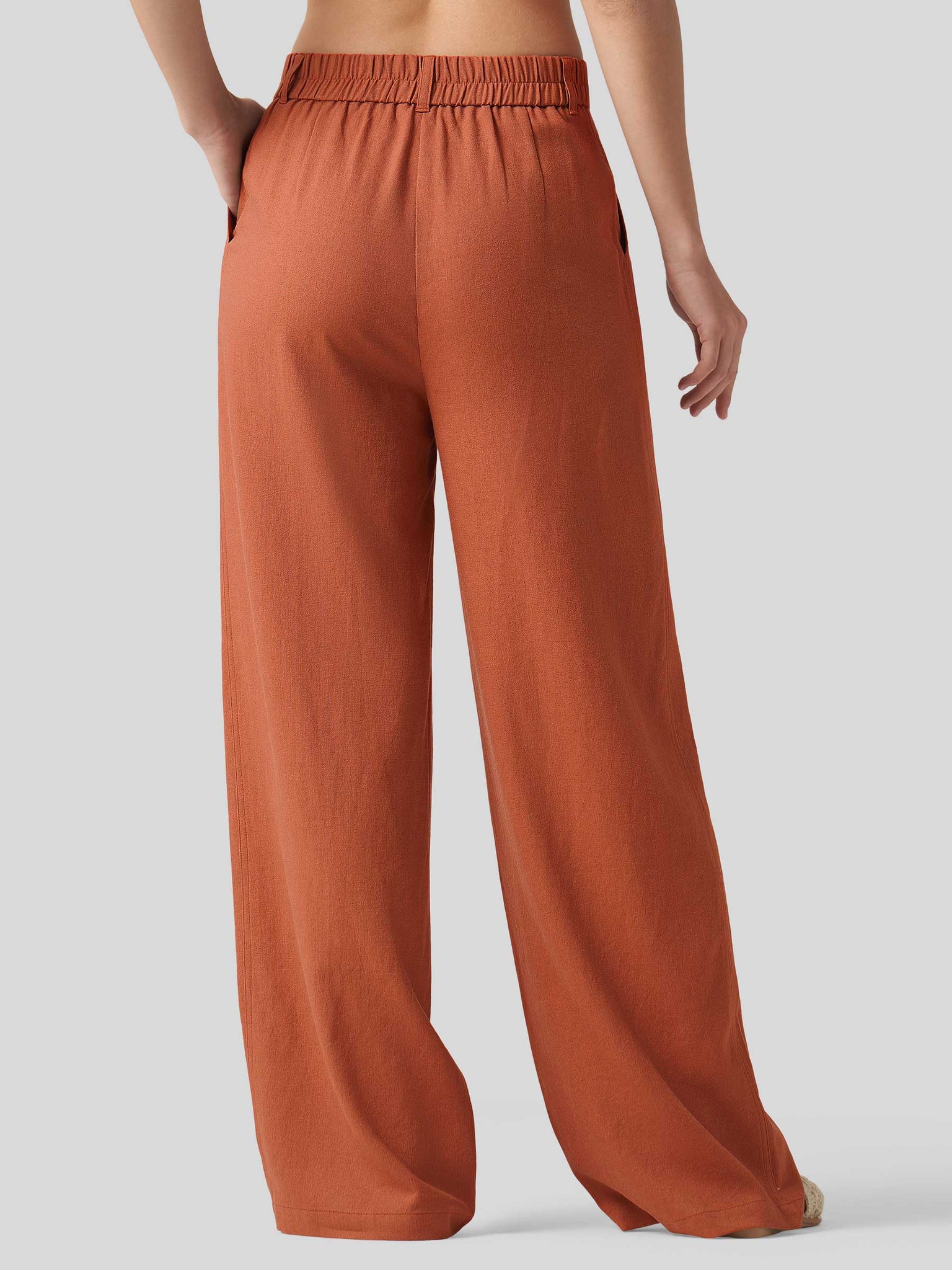 Women's Linen Wide-Leg Dress Slacks 31 Inch