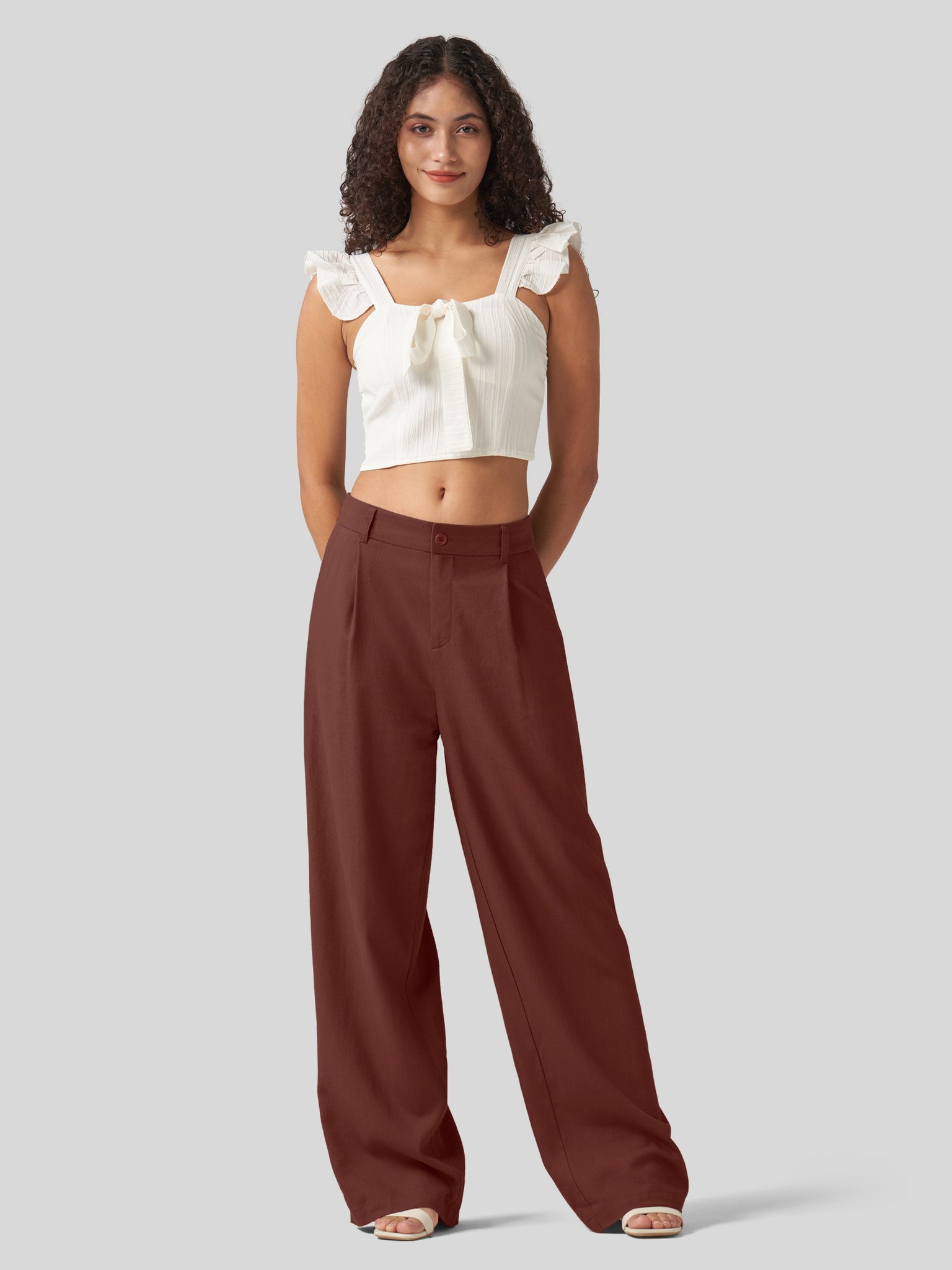 Women's Linen Wide-Leg Dress Slacks 29 Inch