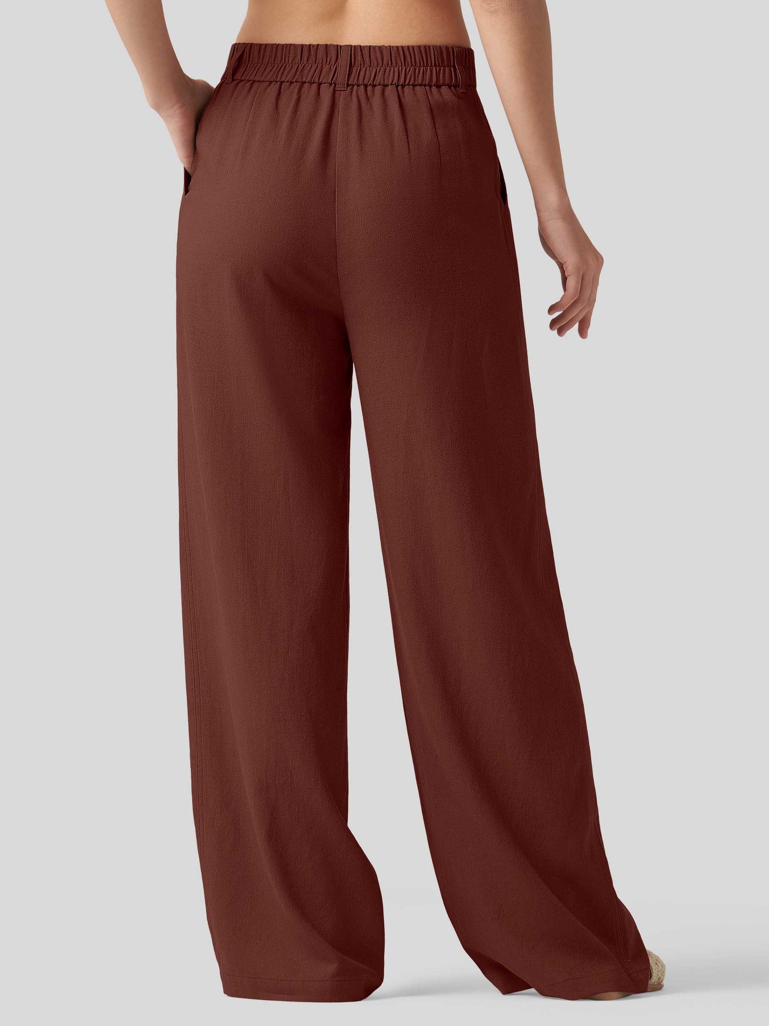 Women's Linen Wide-Leg Dress Slacks 29 Inch