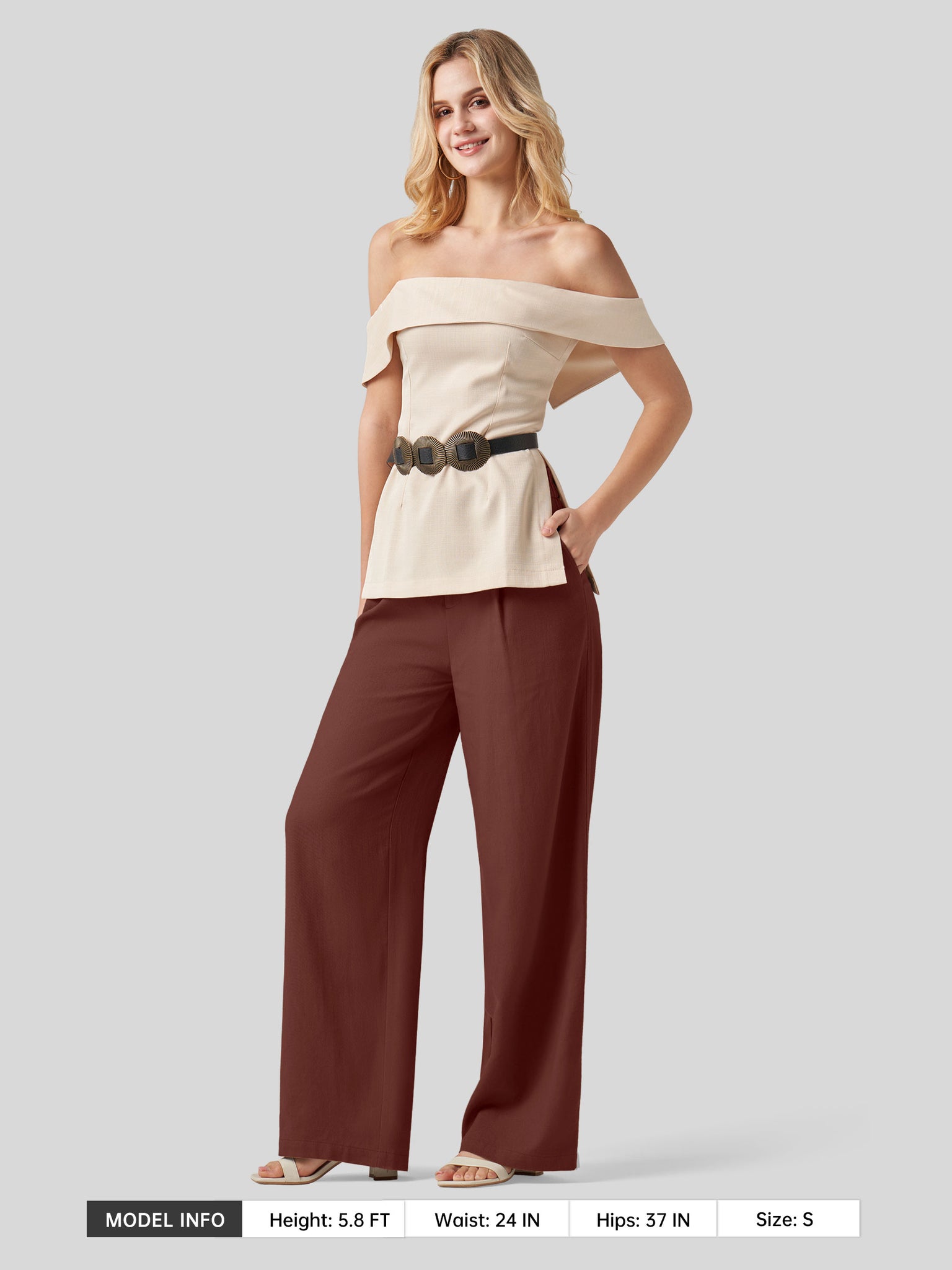 Women's Linen Wide-Leg Dress Slacks 29 Inch