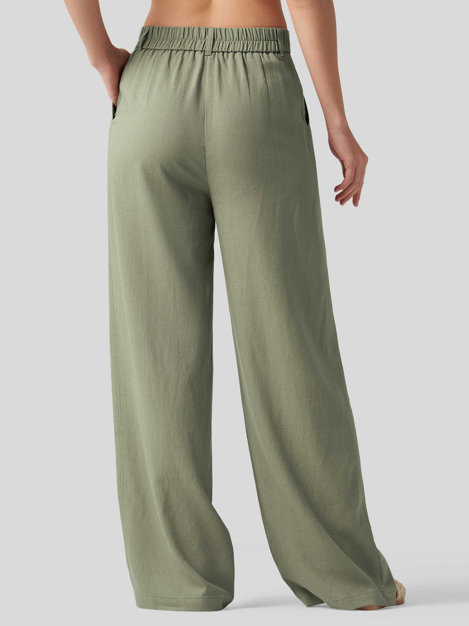 Women's Linen Wide-Leg Dress Slacks 31 Inch
