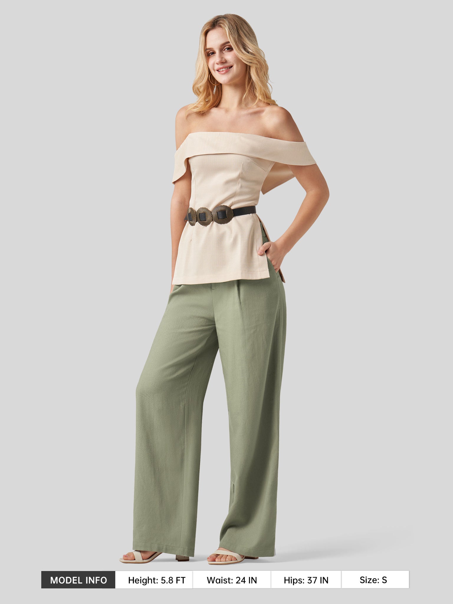 Women's Linen Wide-Leg Dress Slacks 29 Inch
