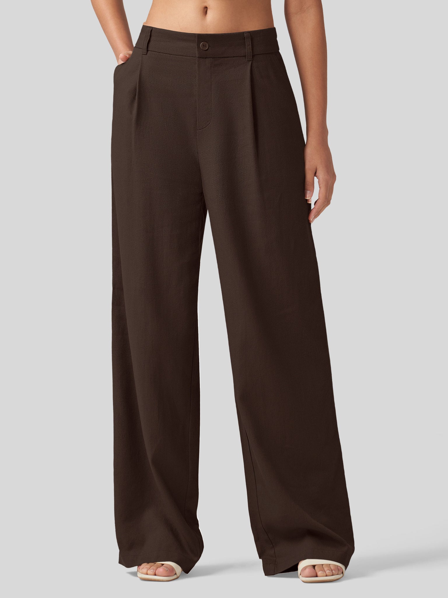 Women's Linen Wide-Leg Dress Slacks 29 inch