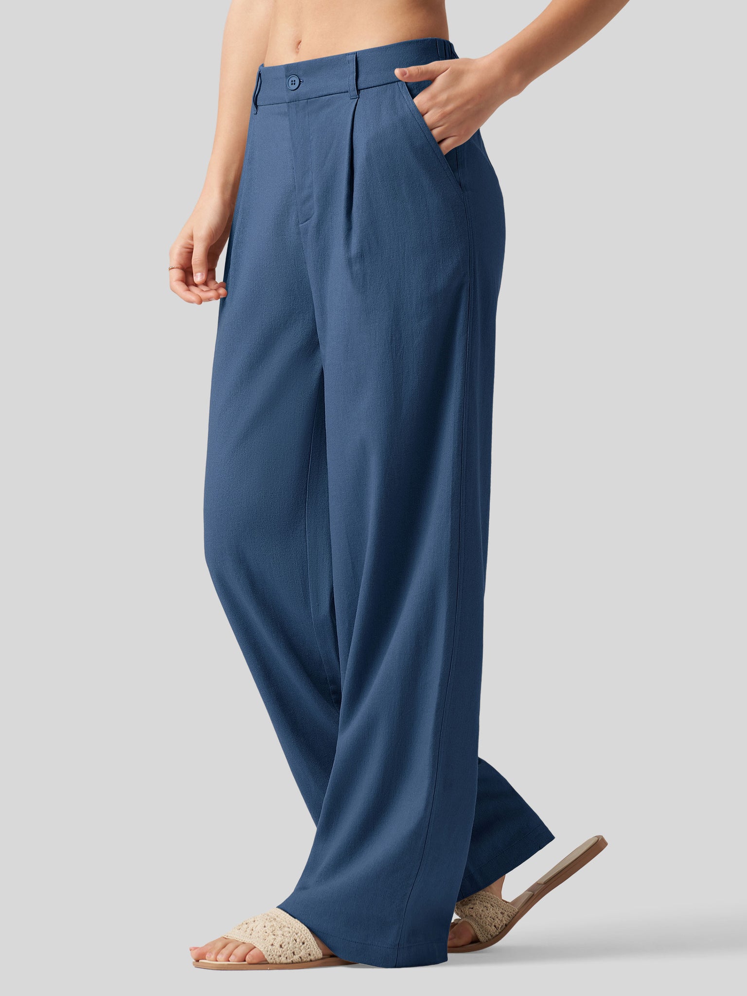 Women's Linen Wide-Leg Dress Slacks 31 Inch