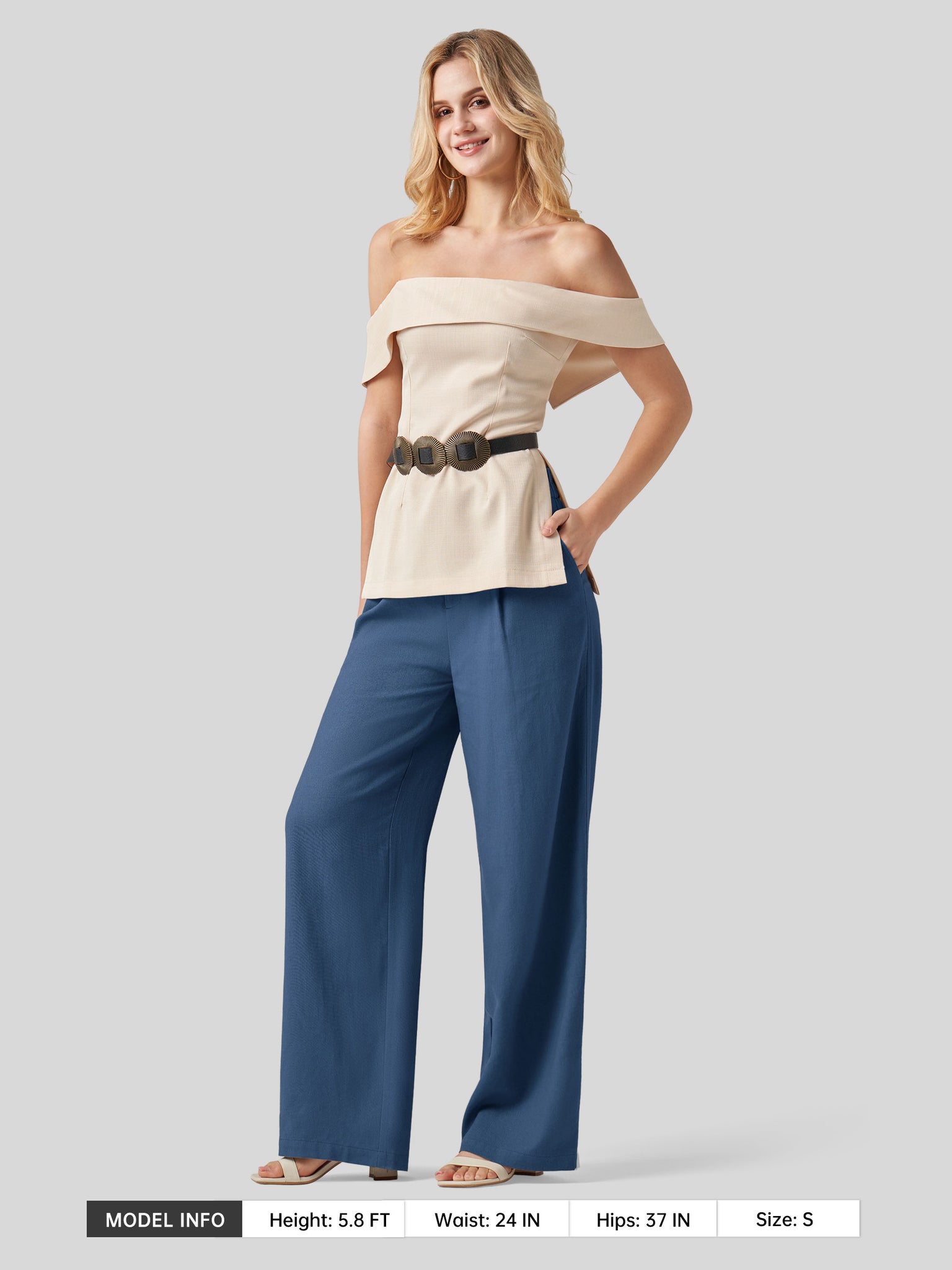 Women's Linen Wide-Leg Dress Slacks 29 inch