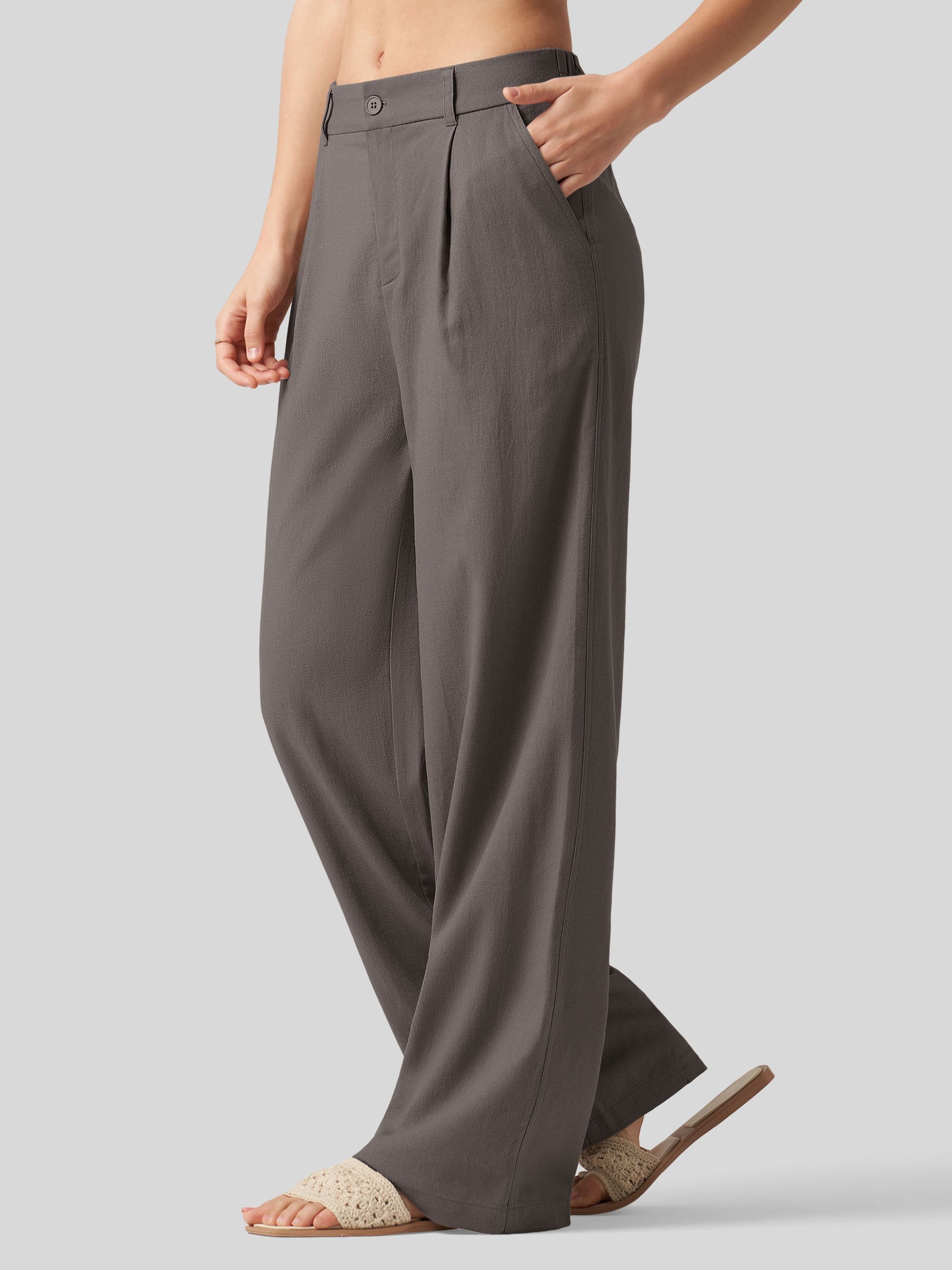 Women's Linen Wide-Leg Dress Slacks 29 inch